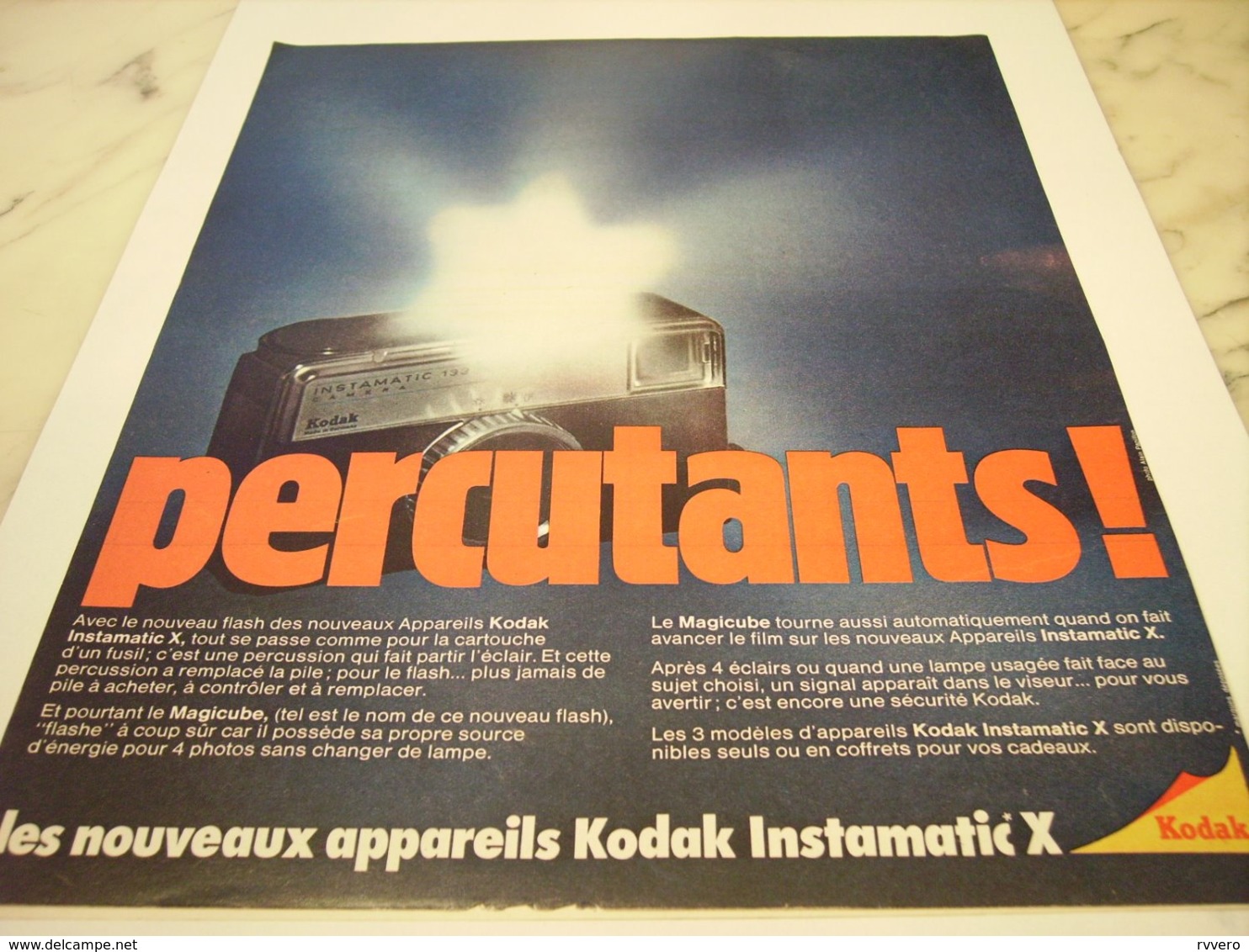 ANCIENNE PUBLICITE APPAREIL PHOTO  PERCUTANTS KODAK 1971 - Publicités