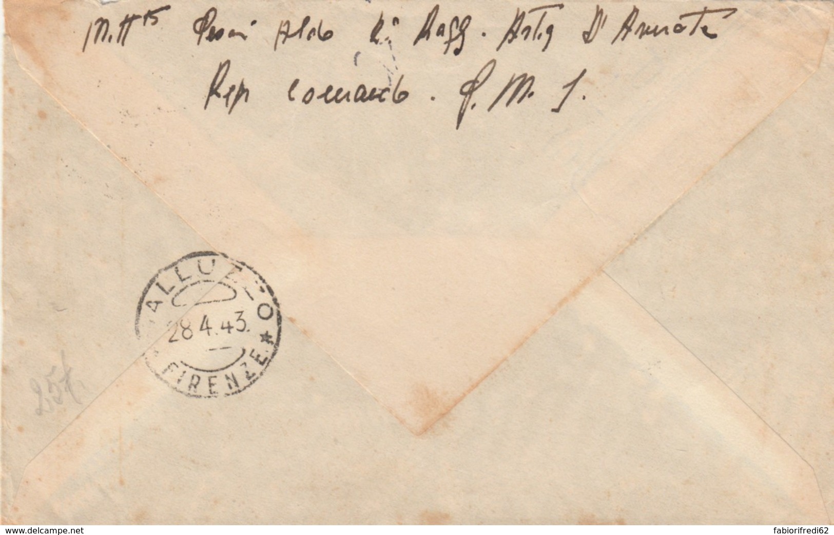 LETTERA 1943 PM1 SEGNATASSE C.50 TIMBRO GALLUZZO FIRENZE (IX771 - Posta Militare (PM)