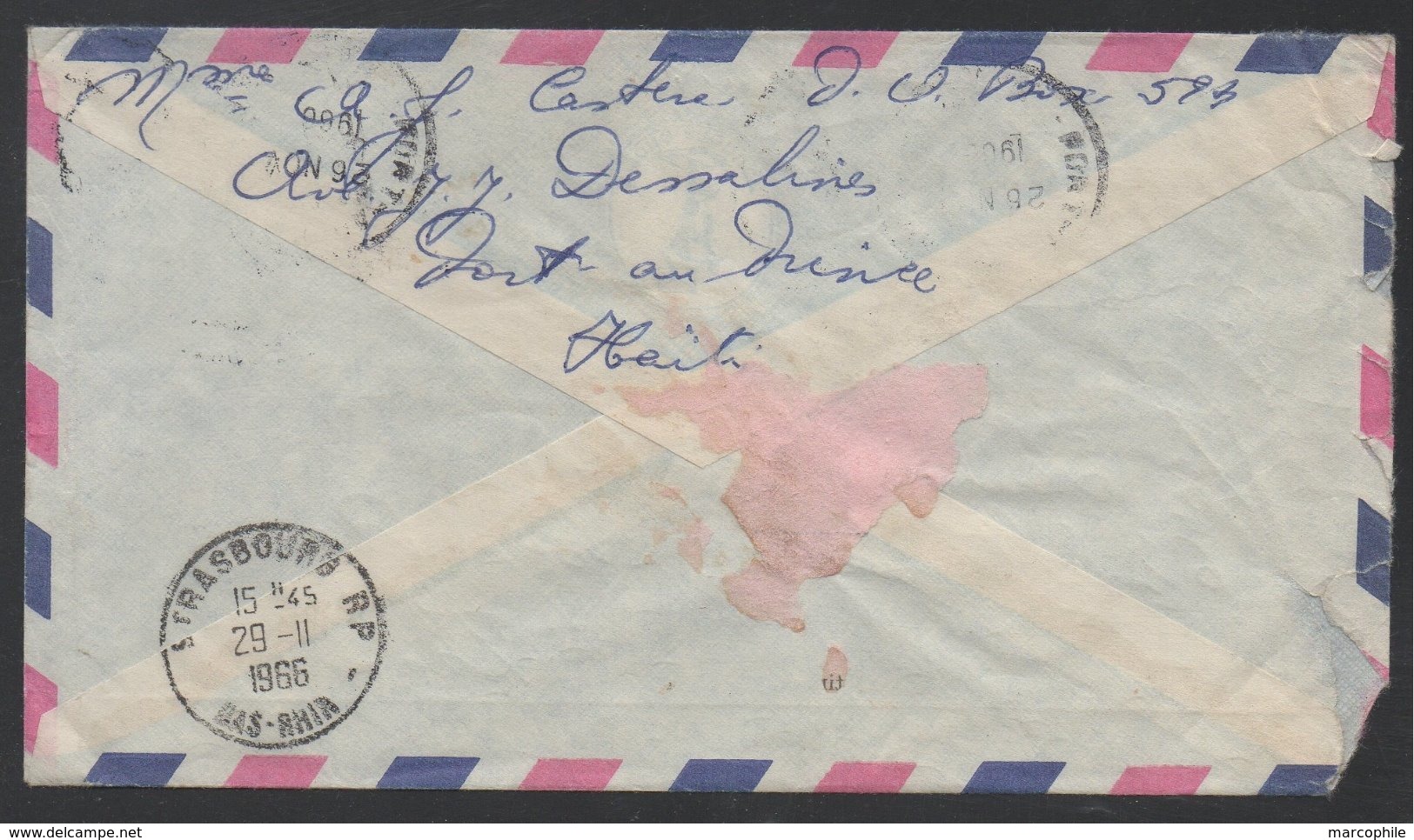 HAITI - PORT AU PRINCE / 1966 LETTRE RECOMMANDEE  AR PAR AVION POUR LA FRANCE - STRASBOURG (ref LE519) - Haïti