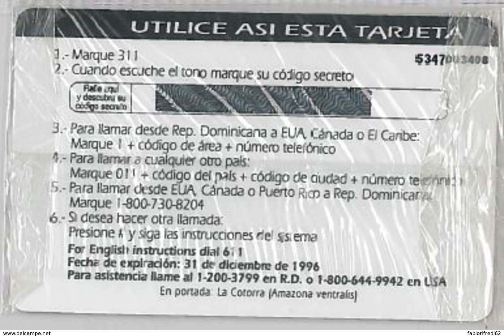 PREPAID PHONE CARD-NEW-DOMINICANA (E47.39.3 - Dominicana