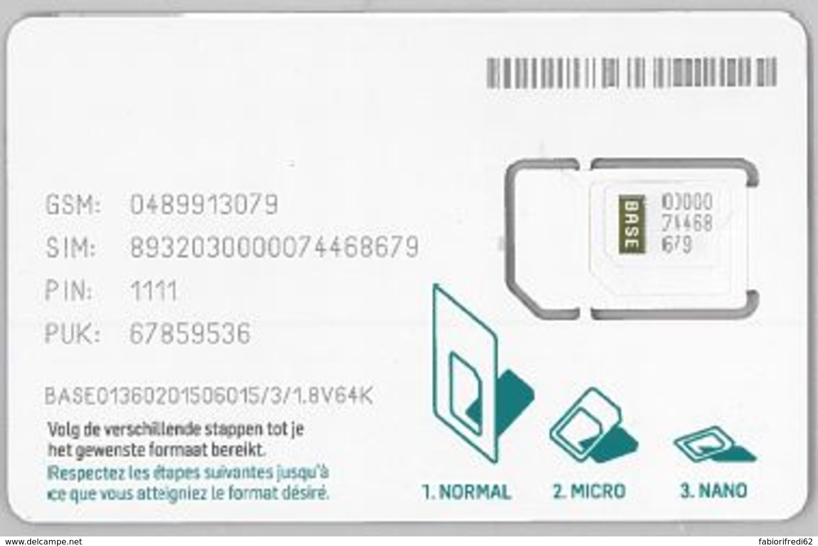 SIM CARD NON ACTIVEBELGIO (E47.22.6 - Carte GSM, Ricarica & Prepagata