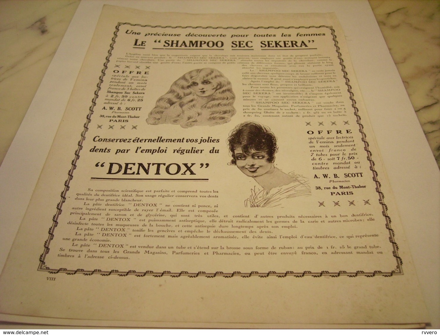 ANCIENNE PUBLICITE DENTOX POUR LES DENTS ET SHAMPOO SEC 1917 - Other & Unclassified