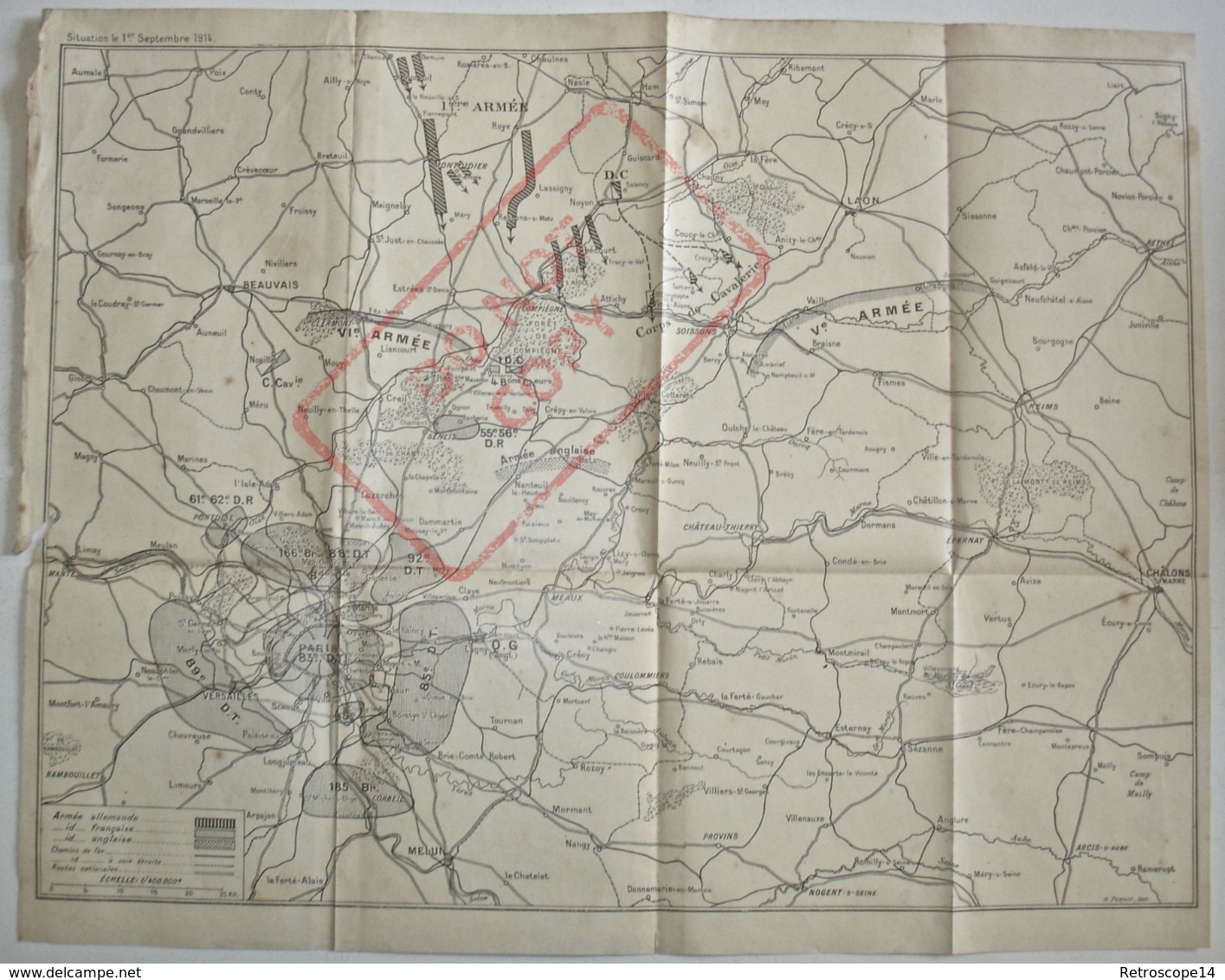 CARTE MILITAIRE, SITUATION DES ARMÉES, SEPTEMBRE 1914, MILITARIA WWI Guerre - 1914-18