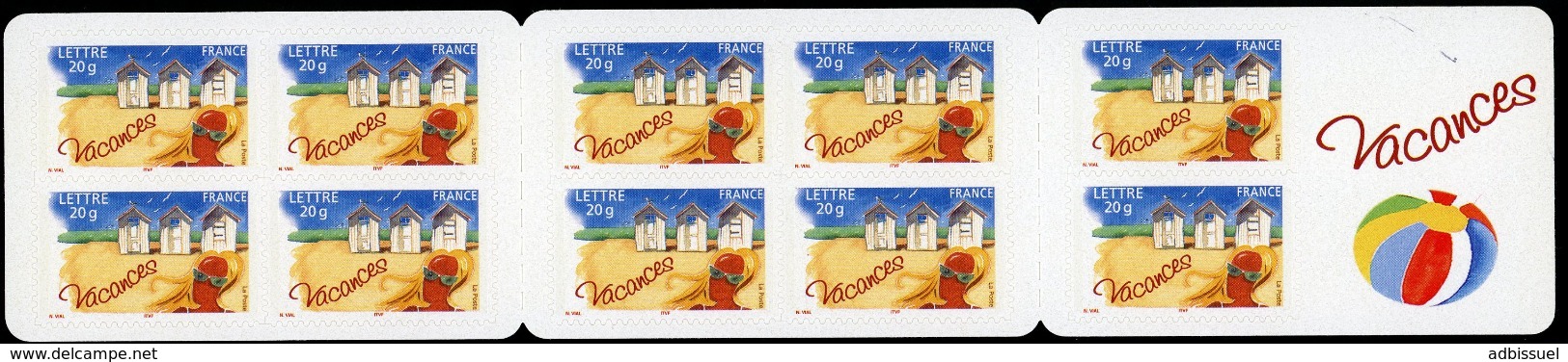 Carnet AUTOADHESIF BC 53 (N° 3788) "Bonnes Vacances, Thème Plage" Vendu à La Valeur Faciale. Neuf. TB - Commémoratifs