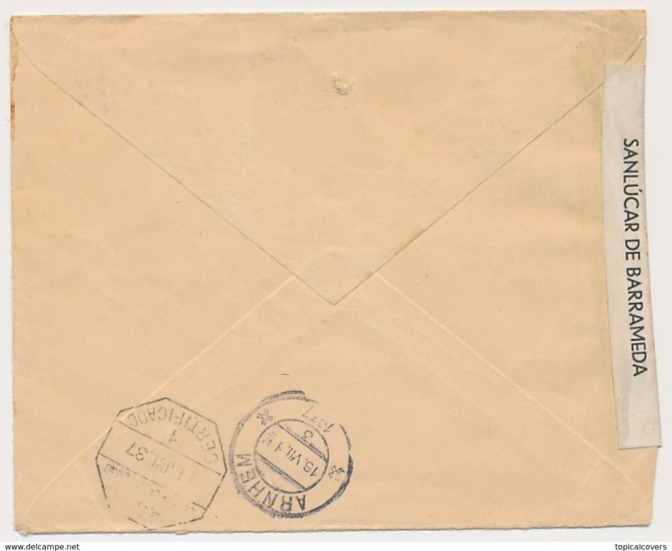 Censored Registered Cover Spain - Netherlands 1937 - Civil War - Brieven En Documenten