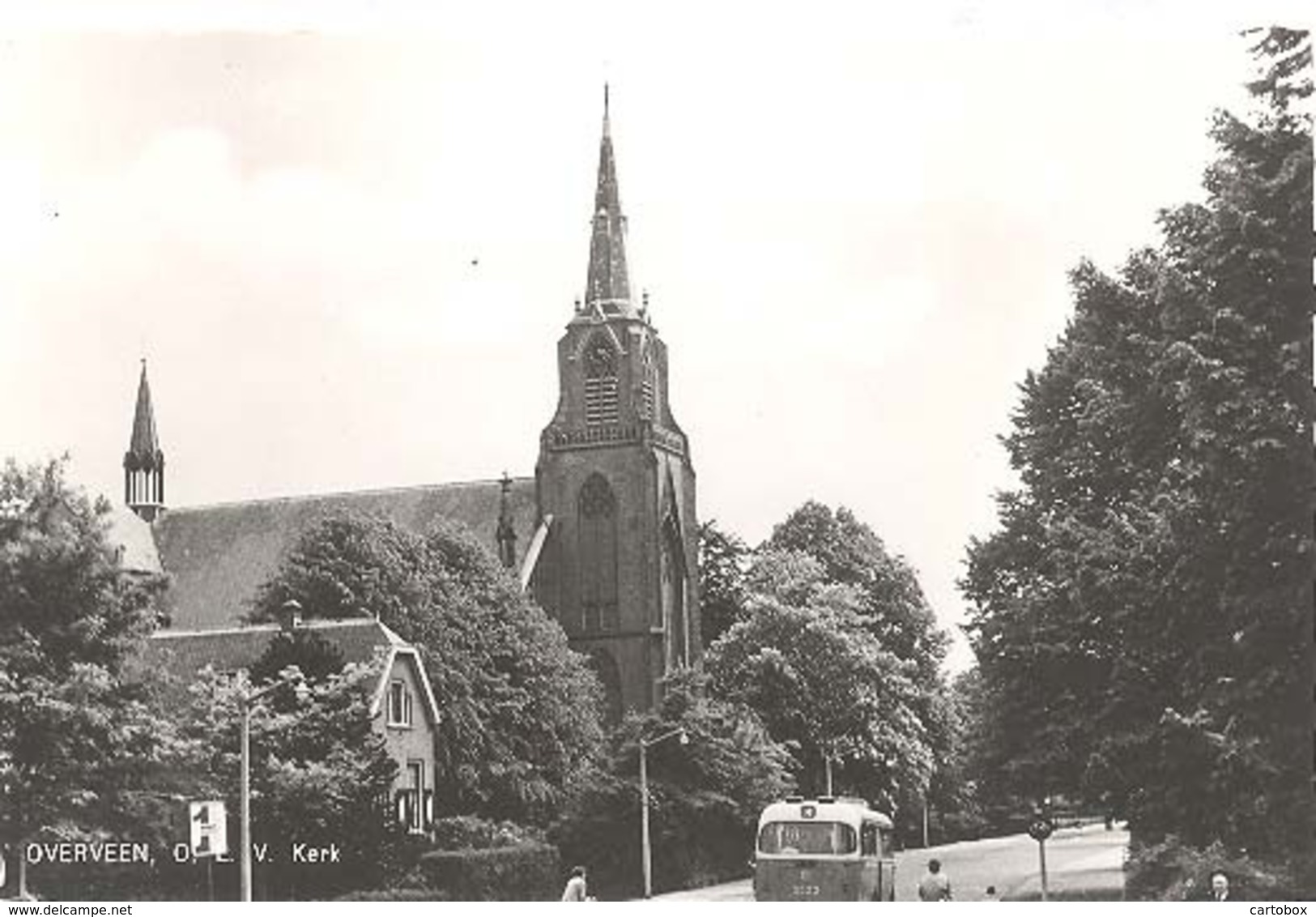 Overveen, O.L.V. Kerk  (met Autobus NZH Gedeeltelijk)  (glansfotokaart) - Bloemendaal