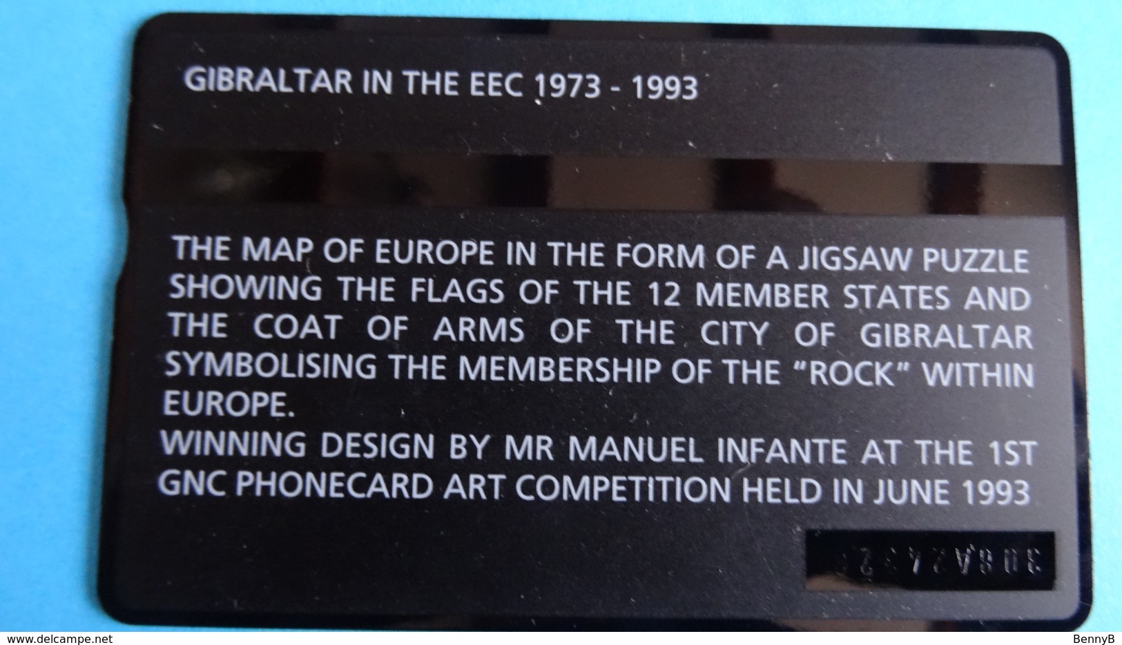 Gibraltar Télécarte Gibraltar In The EEC 1973-1993 With Map § Flags Of Europe, Used - Gibraltar