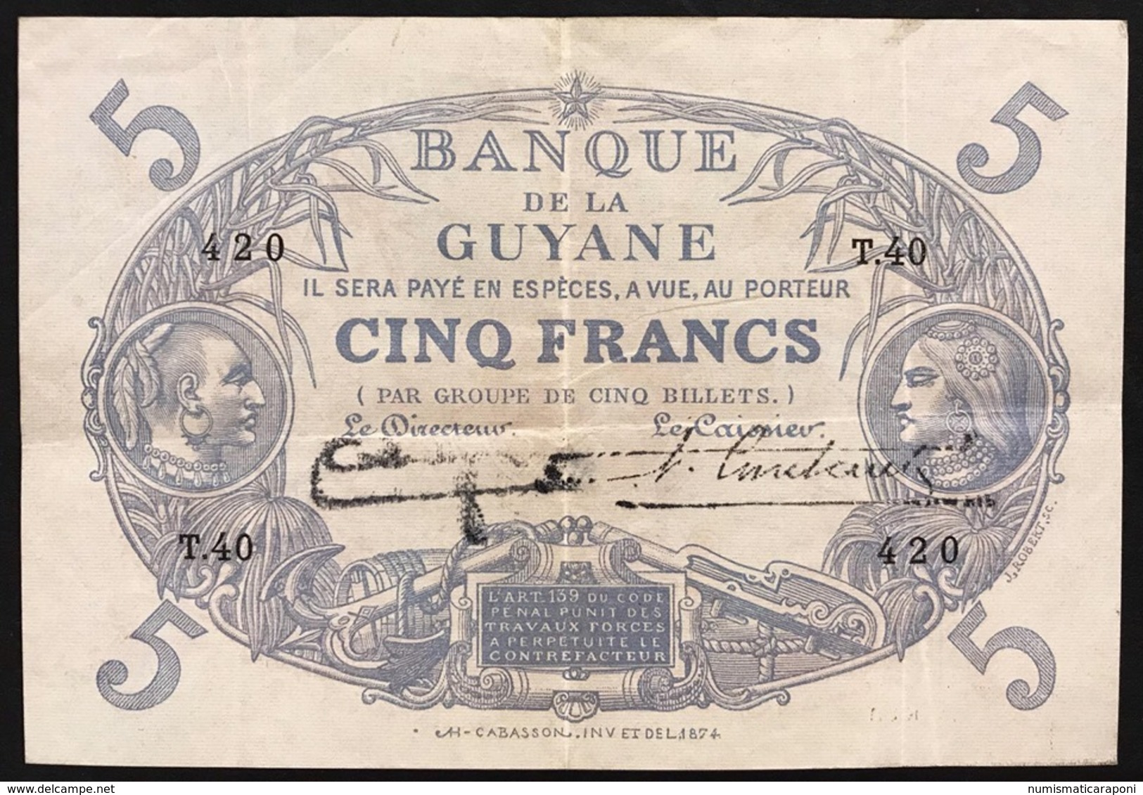 BANQUE DE LA GUYANE Guyane 5 Francs Pick#1d Lotto.2845 - Guyane Française