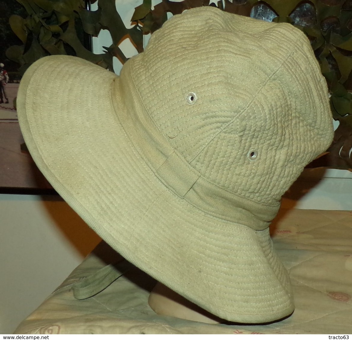 CHAPEAU DE BROUSSE MILITAIRE DE L'ARMEE FRANCAISE , TAILLE 59 AVEC MARQUAGE DU FABRICANT SEMA A COURBEVOIE , A NOTER LE - Headpieces, Headdresses