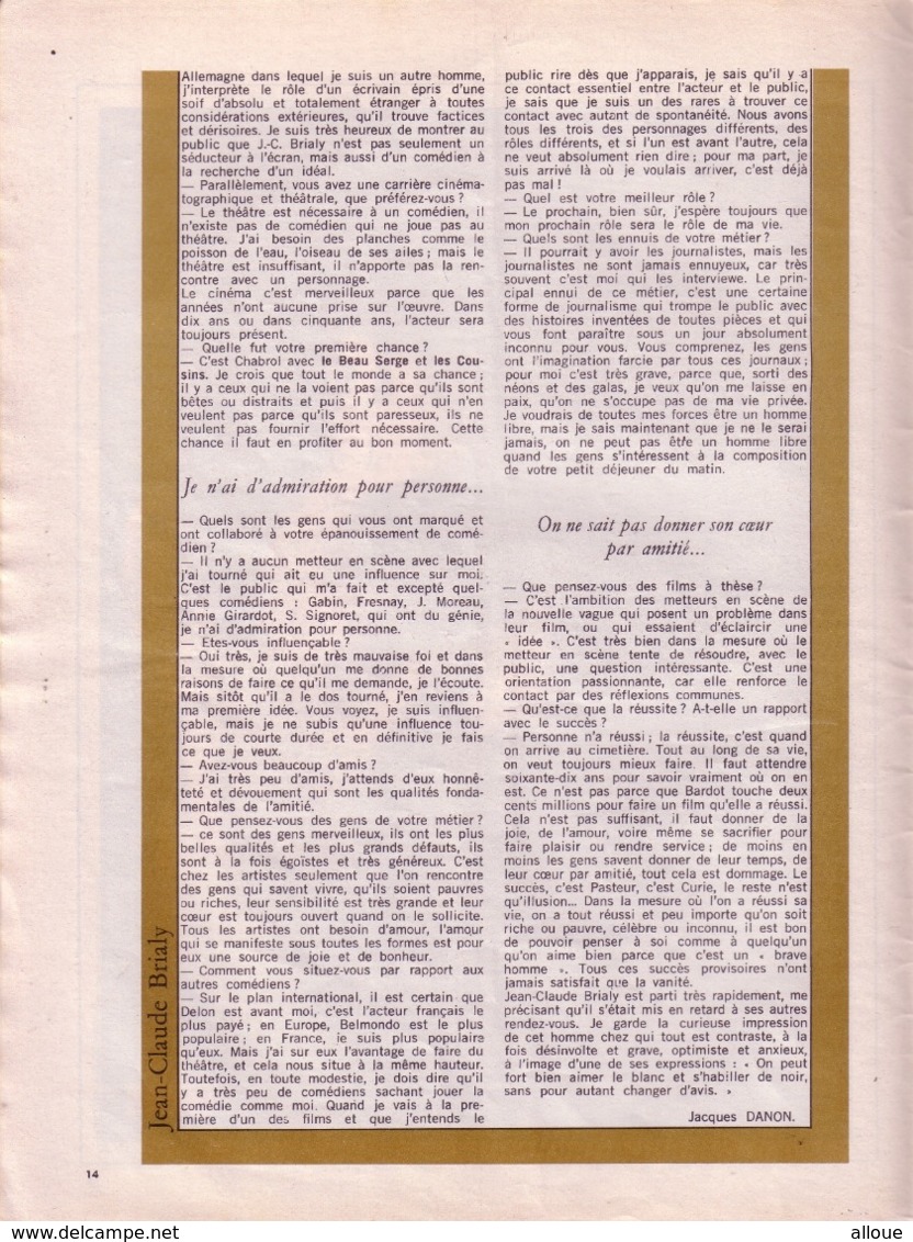 HELLO N° 28 MARS 1968 - TRES RARE-FRANCE GALL-JEAN-CLAUDE BRIALY- - Autres & Non Classés