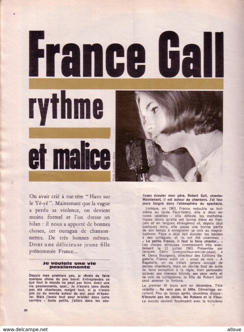 HELLO N° 28 MARS 1968 - TRES RARE-FRANCE GALL-JEAN-CLAUDE BRIALY-