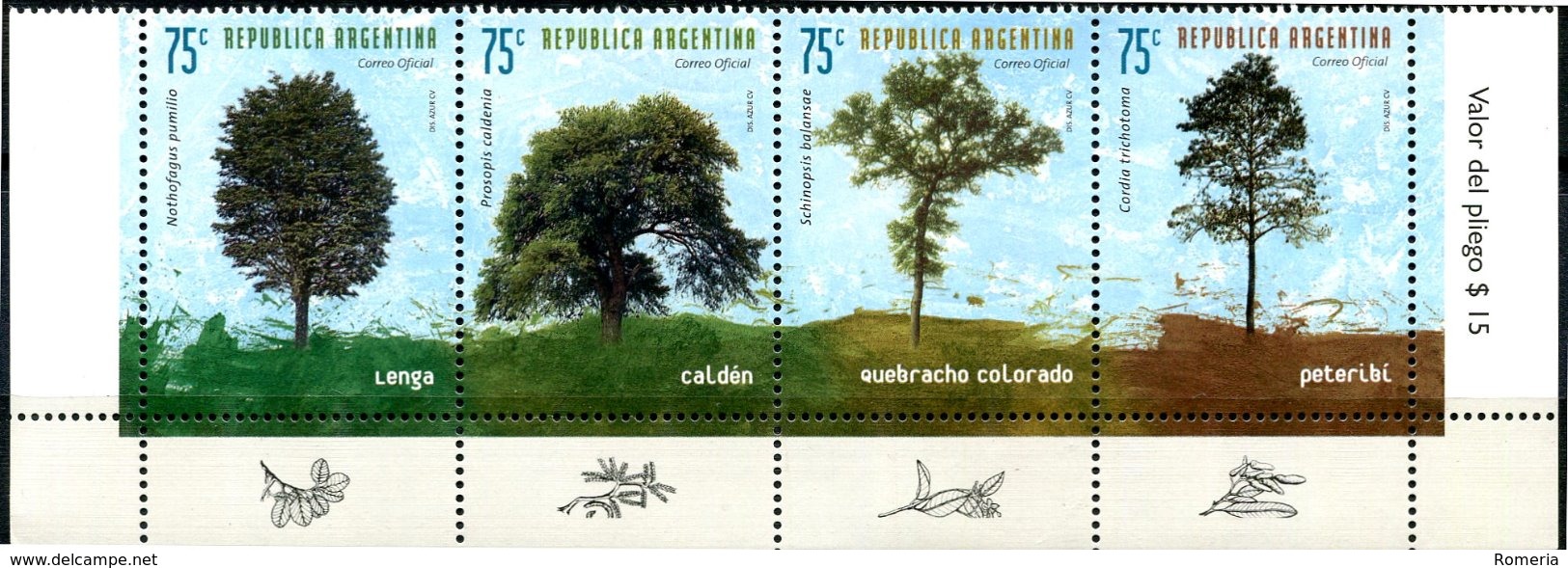 Argentine - 1999 - Yt 2115/2118 - Flore - Arbres - ** - Ungebraucht