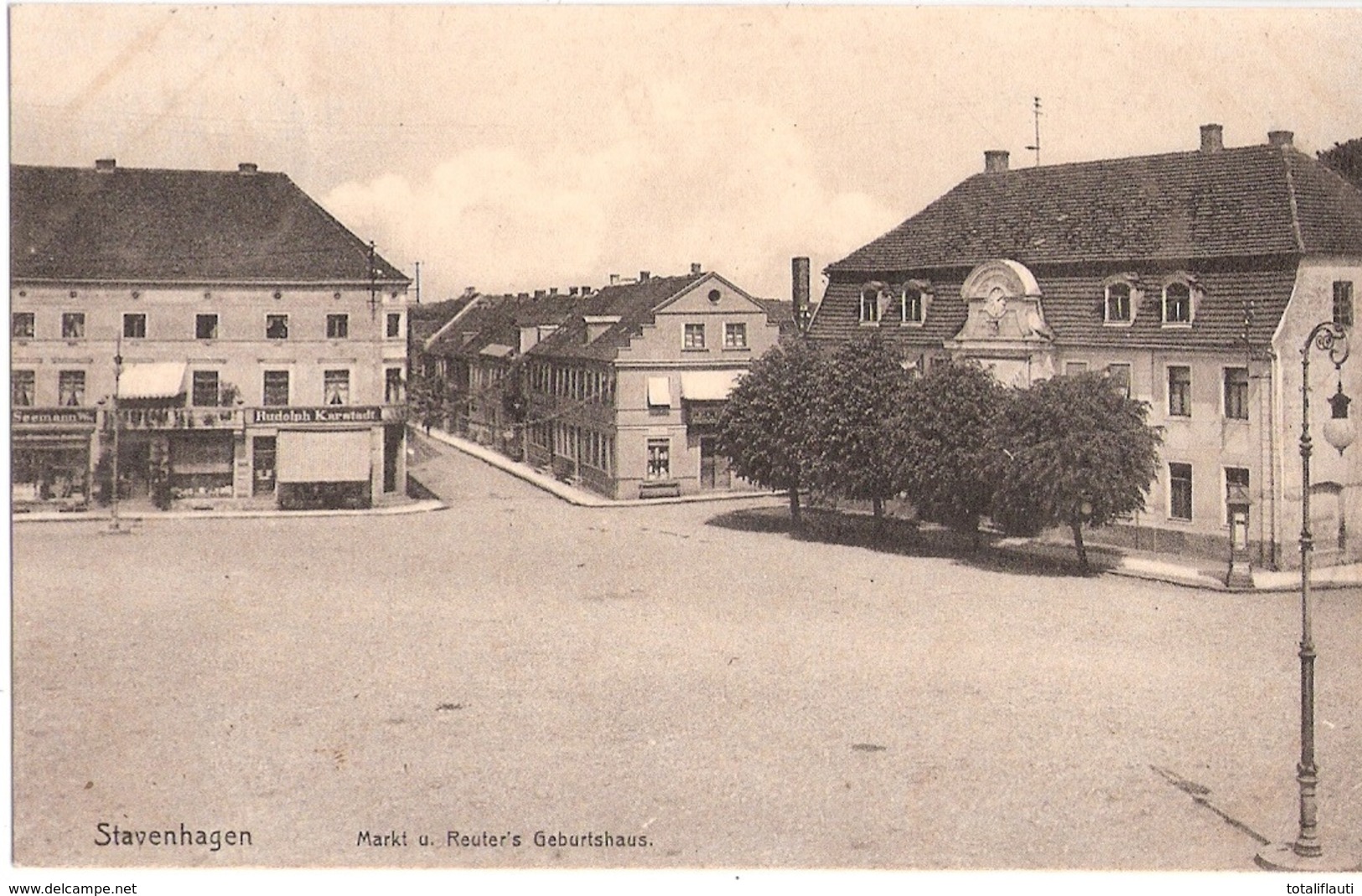 STAVENHAGEN Mecklenburg Markt Fritz Reuter Geburtshaus Rudolph Karstadt Geschäft Gelaufen 3.7.1910 - Teterow