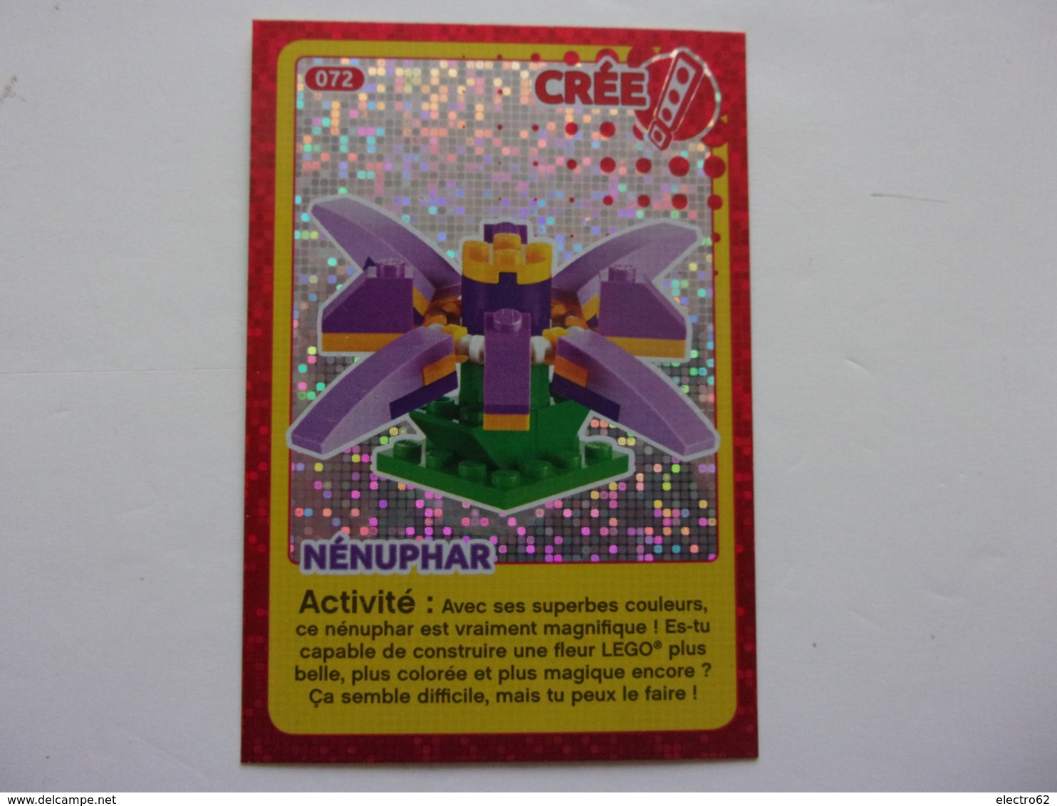 Carte LEGO AUCHAN CREE TON MONDE N°72 Nénuphar Waterlily Nenufar - Autres & Non Classés