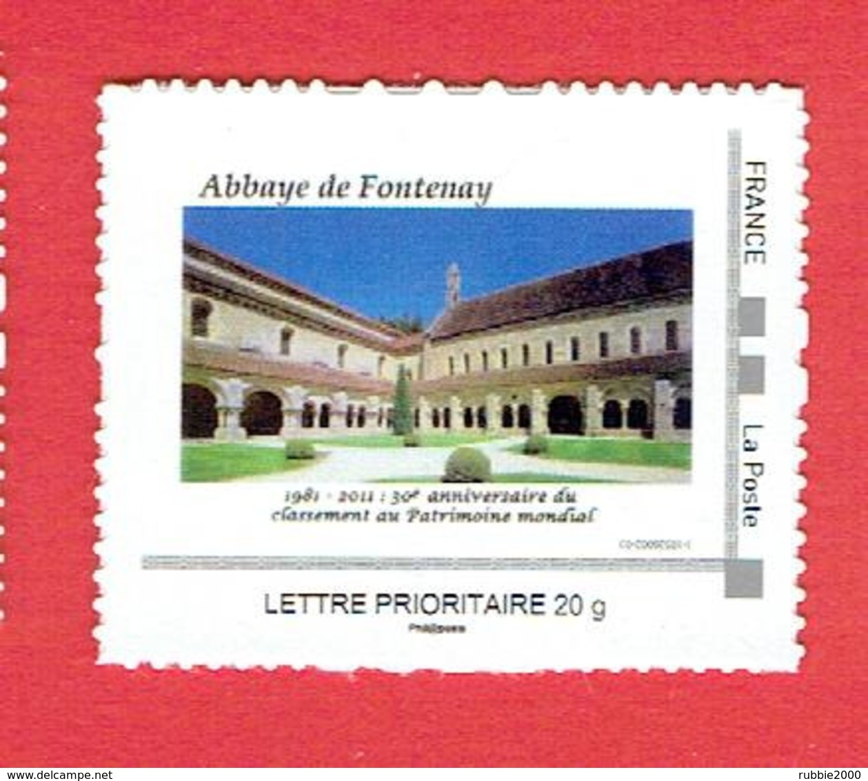 FRANCE TIMBRE NEUF ABBAYE DE FONTENAY 2011 MONTBARD COTE D OR LETTRE PRIORITAIRE - Neufs