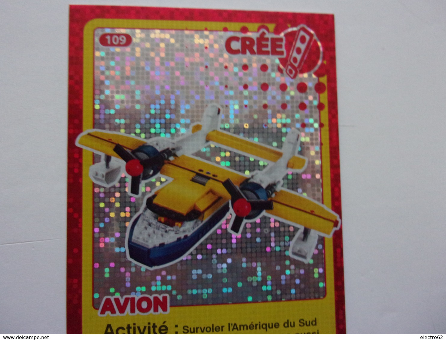 Carte LEGO AUCHAN CREE TON MONDE N°109 Avion Flugzeug Plane - Autres & Non Classés