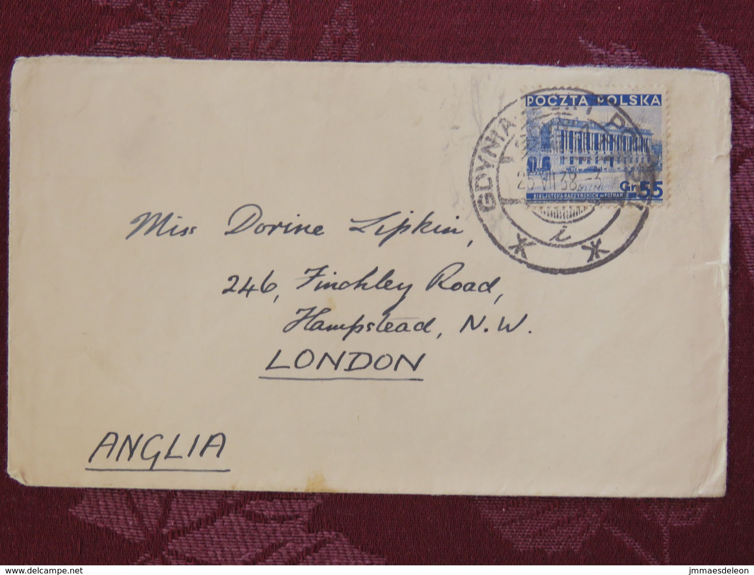 Poland 1938 Cover Gdynia To England - Palace - Covers & Documents