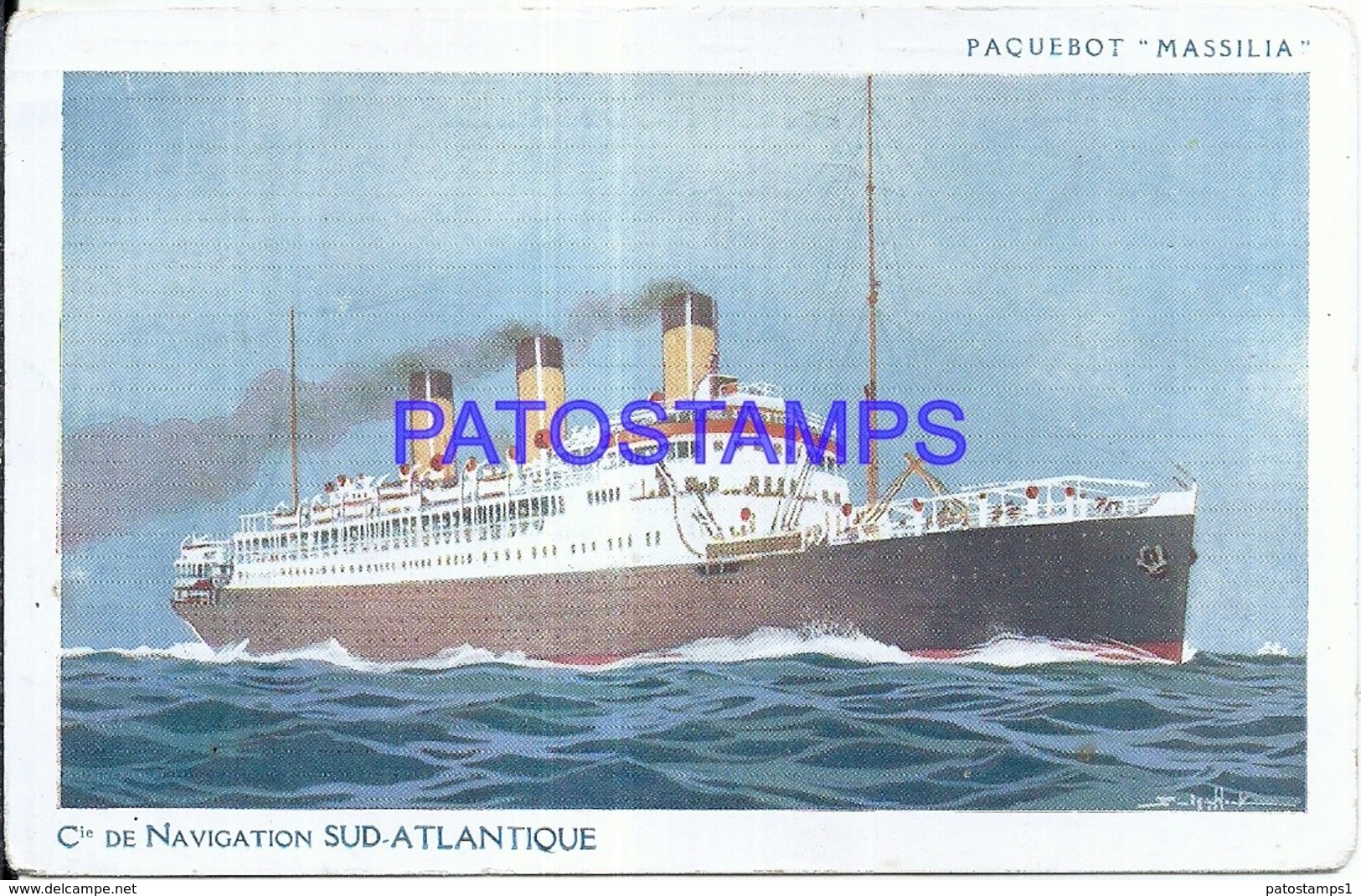 119944 SHIP BARCO PAQUEBOT MASSILIA Cie DE NAVIGATION SUD ATLANTIQUE POSTAL POSTCARD - Altri & Non Classificati