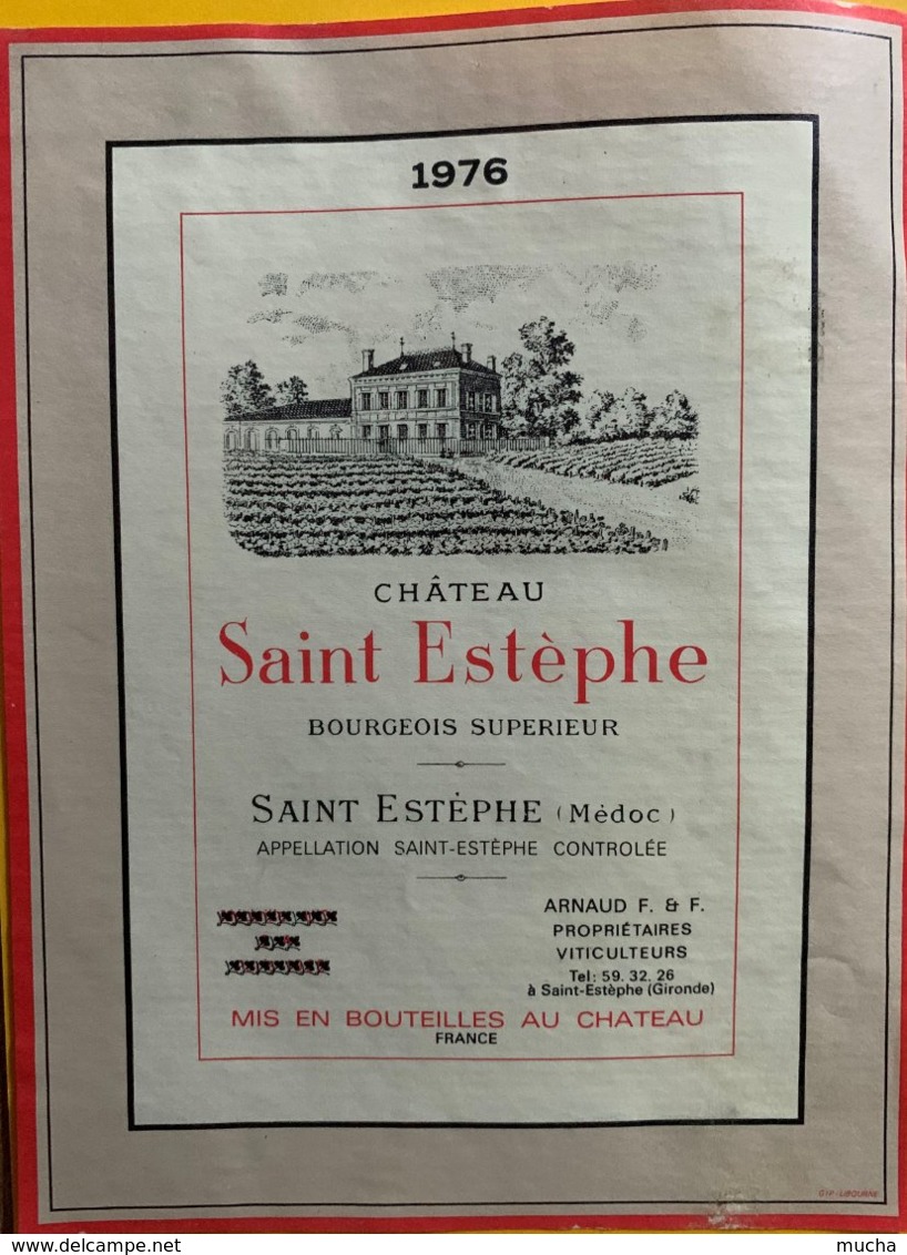 11658 - Château Saint Estèphe 1976 Grande étiquette 13.3x17.8 - Bordeaux