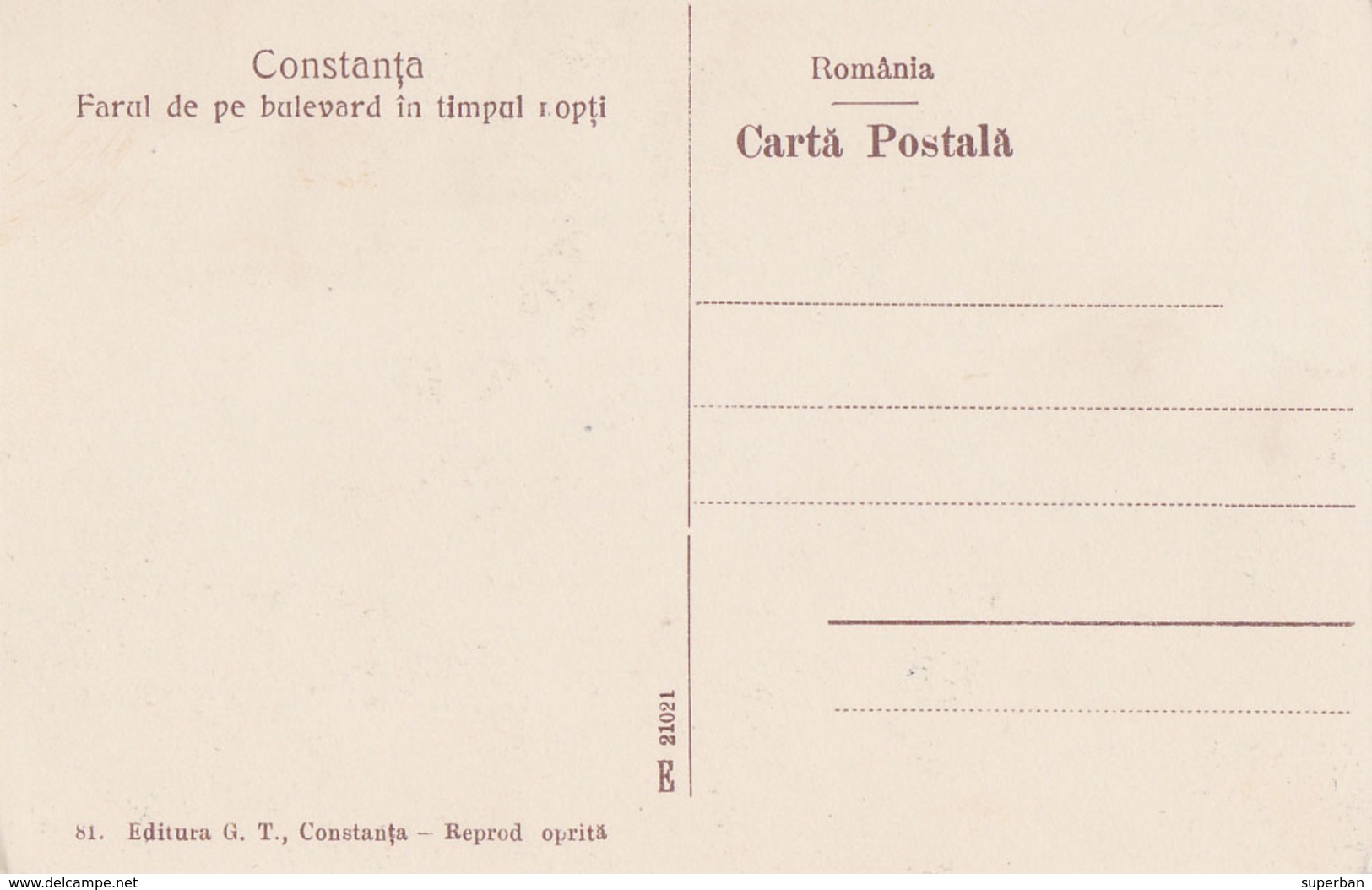 CONSTANTA / ROMANIA : FARUL DE PE BULEVARD [ NOCTURNA / À LA LUNE / NIGHT VIEW ] ~ 1925 - '930 (ac924) - Rumania