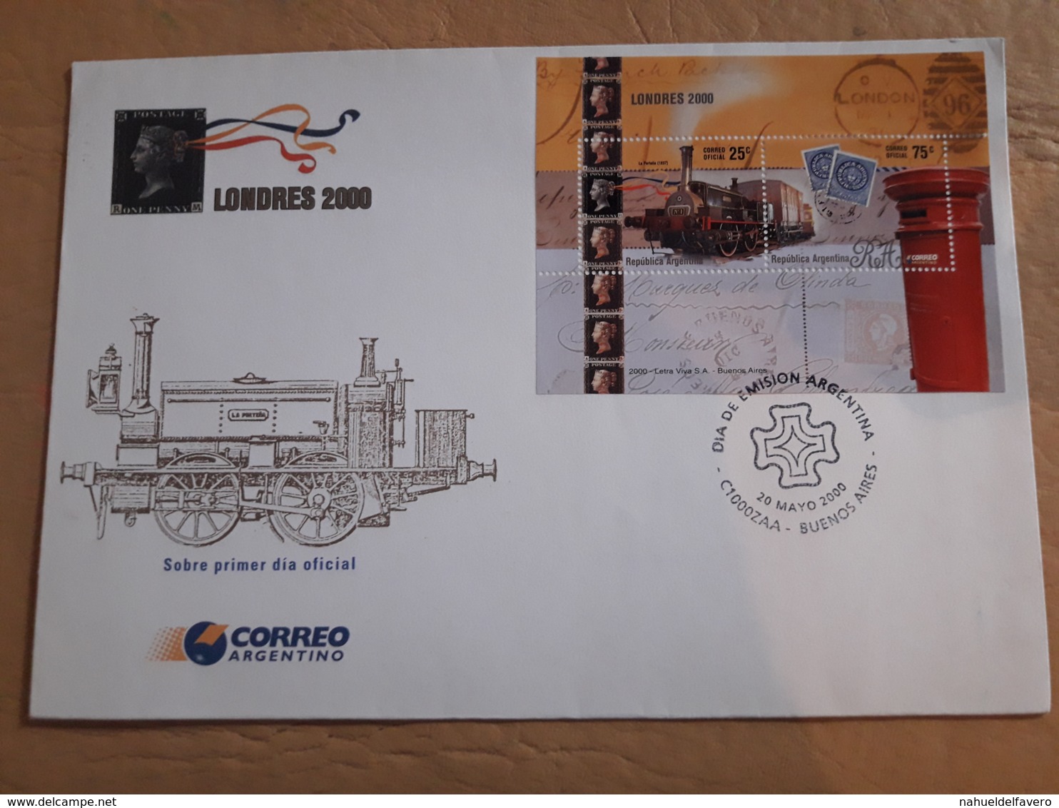 Argentine FDC, Trains Londres 2000 - Eisenbahnen