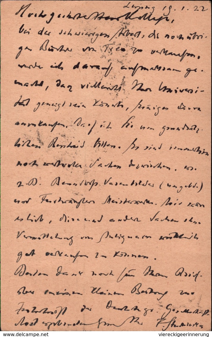 ! 1 Ganzsache Dienstpost DP1 , 1922 Aus Leipzig, ärchäologische Abt. Der Universität Gelaufen Nach Hamburg - Dienstmarken