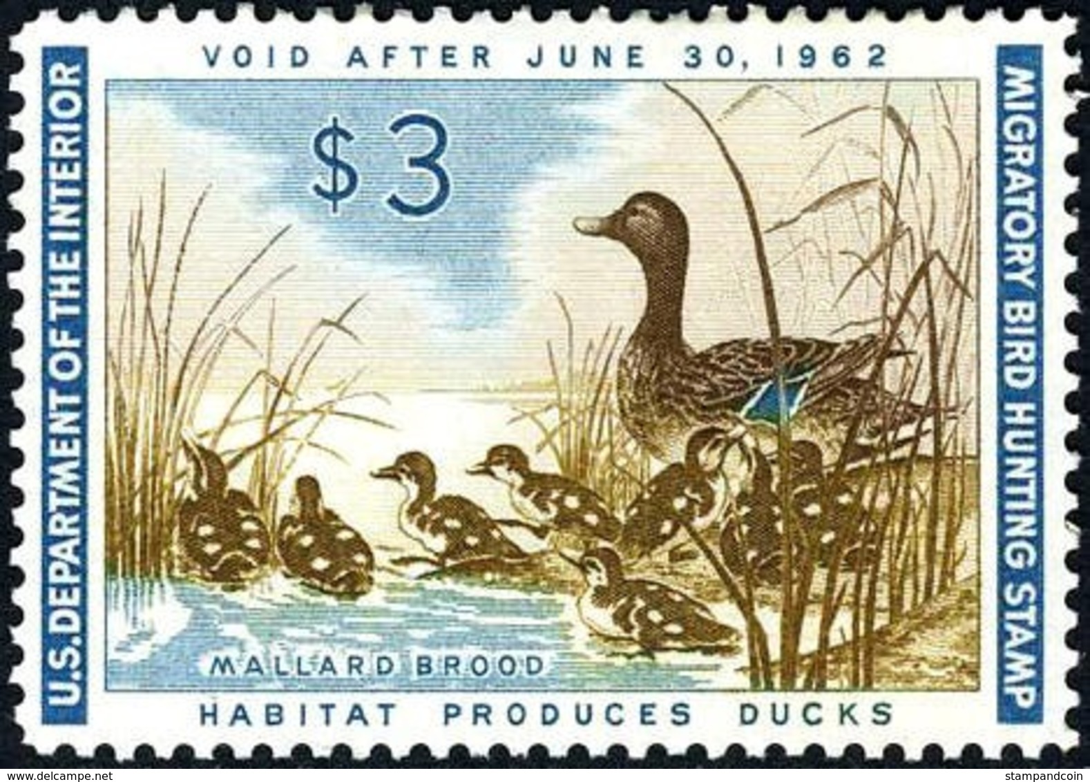 US RW28 XF Lightly Hinged Duck Stamp From 1961 - Duck Stamps