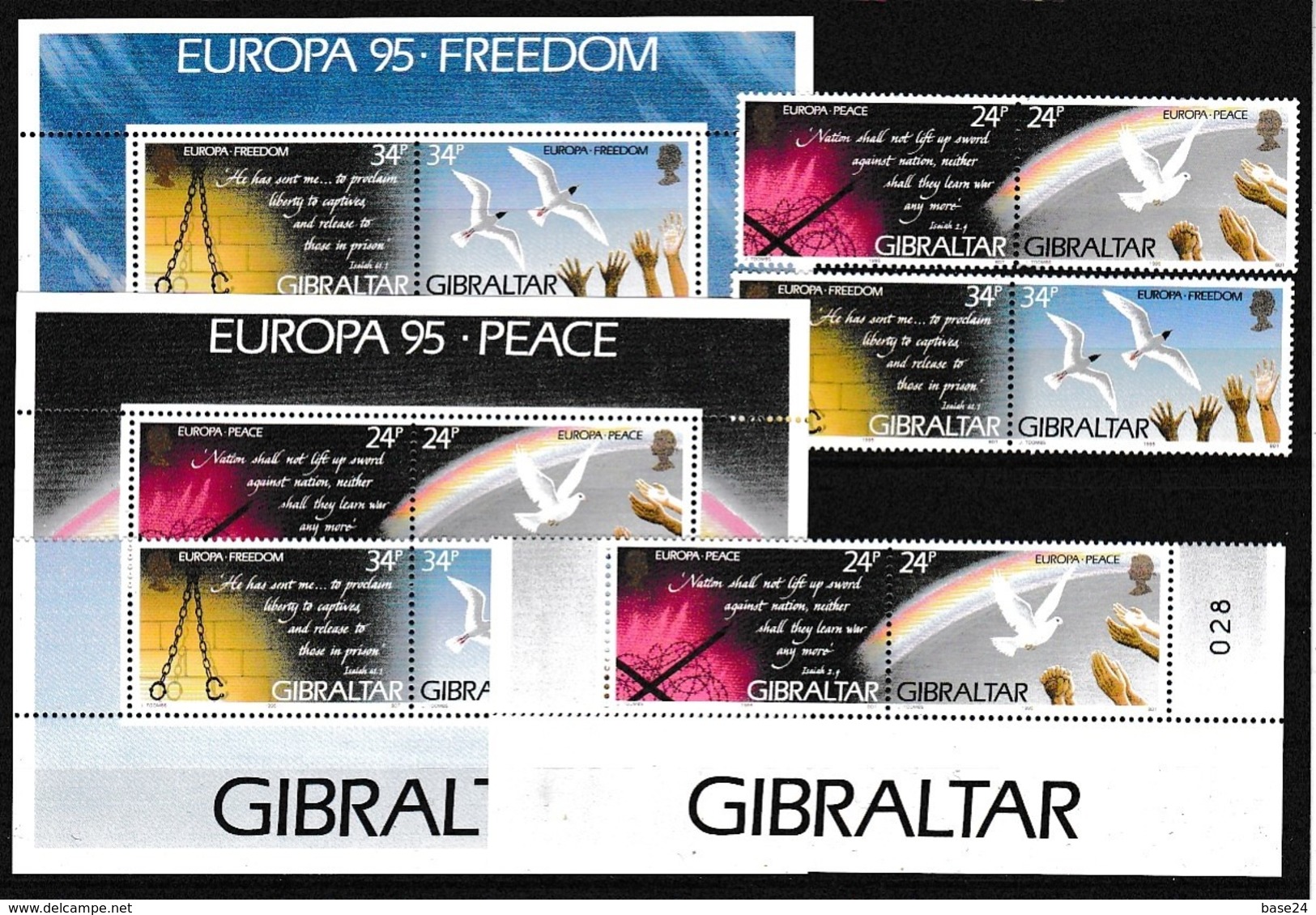 1995 Gibilterra Gibraltar EUROPA CEPT EUROPE 3 Serie Di 4v. MNH** - 1995