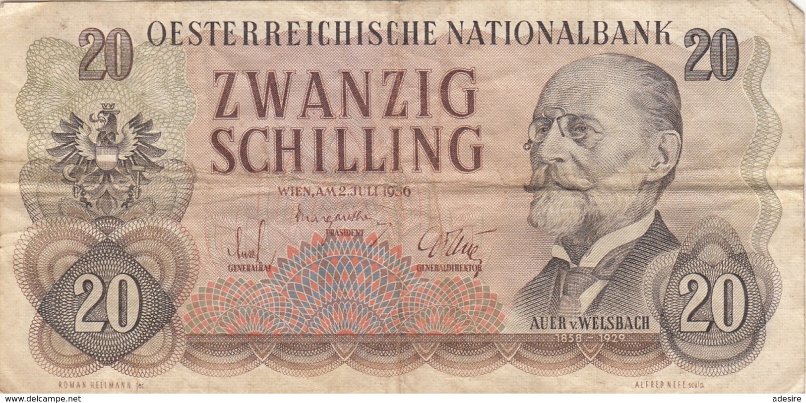 20 SCHILLING BANKNOTE ÖSTERREICH 1956? Umlaufschein - Oesterreich