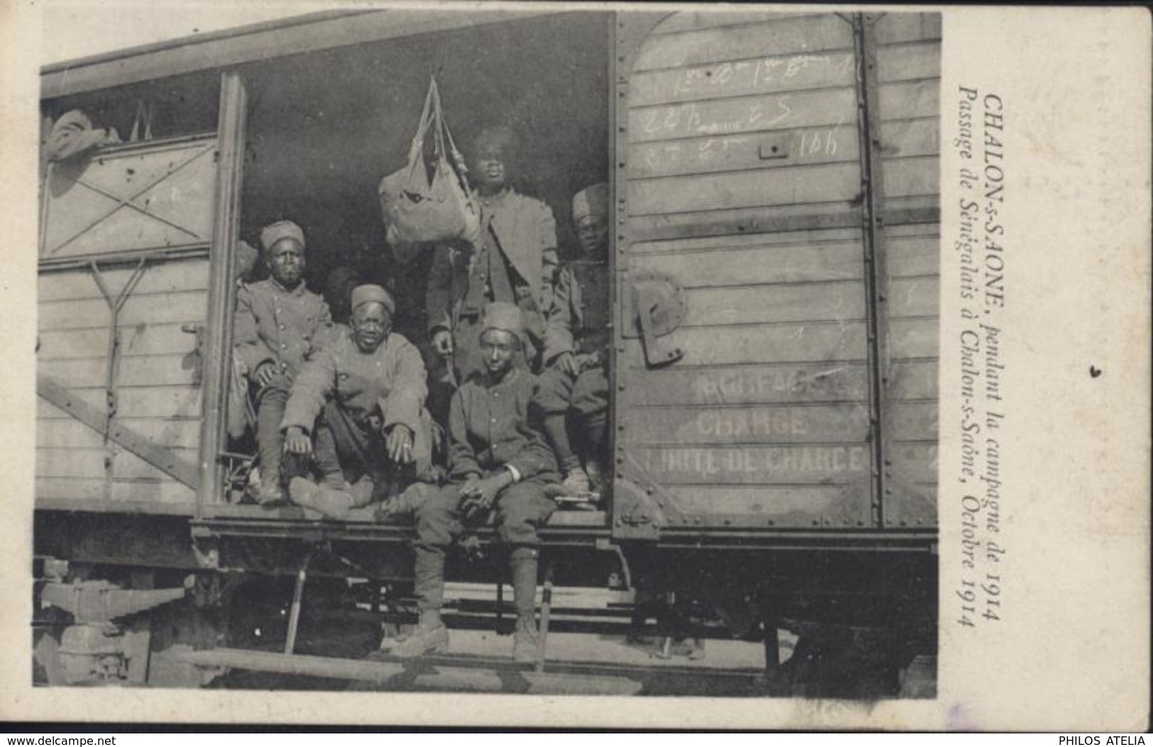 CPA Chalon Sur Saone Pendant La Campagne 1914 Passage De Sénégalais Octobre 1914 Guerre CAD 5 4 15 Lyon Perrache à Dijon - Chalon Sur Saone