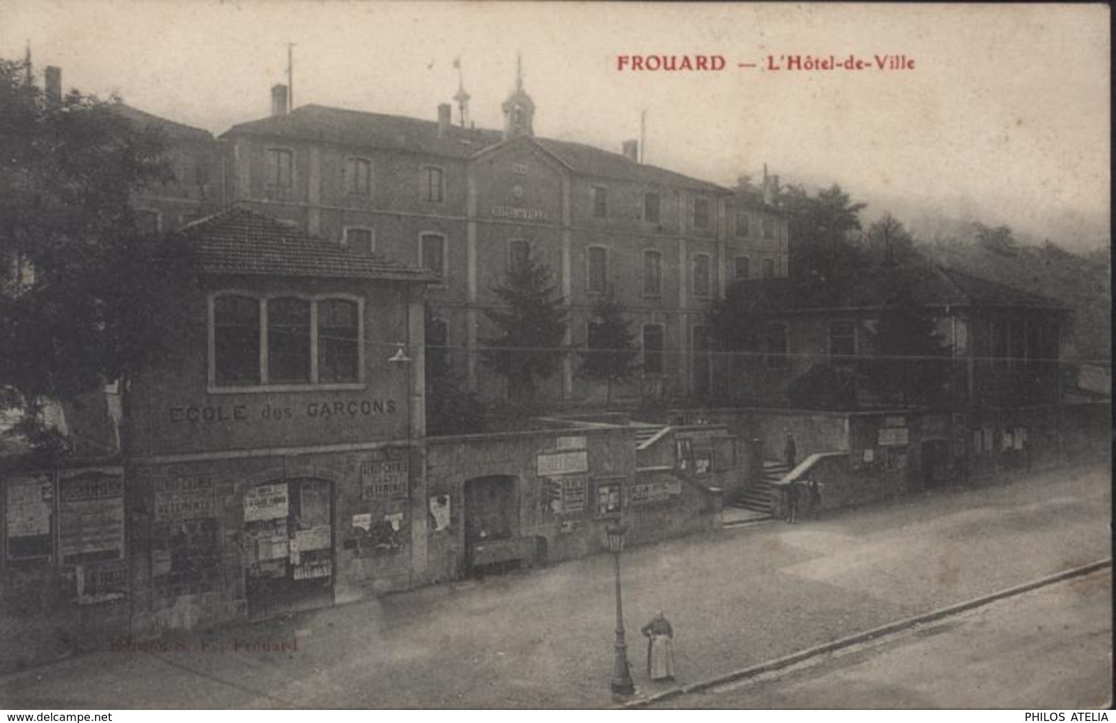 CPA Frouard L'hôtel De Ville Edition SF Frouard Vue école Des Garçons Voyagée 1908 - Frouard