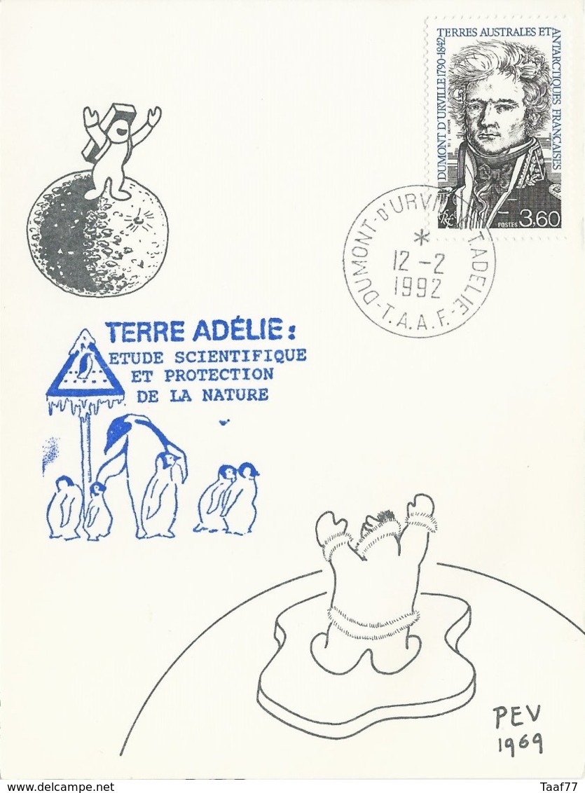 TAAF - Dumont D'Urville-T.Adélie: Carte Illustrée PE Victor Avec Timbre N°152 Dumont D'Urville - 12/02/1992 - Lettres & Documents