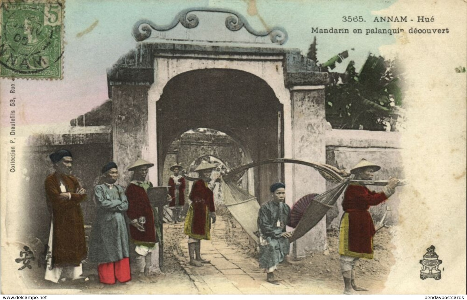 Indochina, ANNAM HUÉ, Mandarin En Palanquin Découvert (1905) Postcard - Viêt-Nam