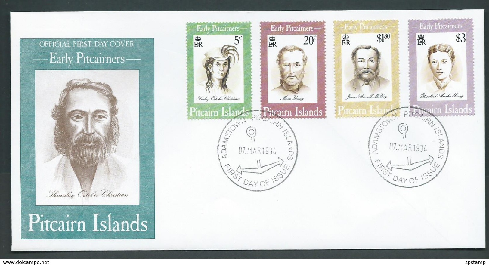 Pitcairn Islands 1994 Early Pitcairners Set Of 4 On FDC Official Unaddressed - Pitcairn Islands
