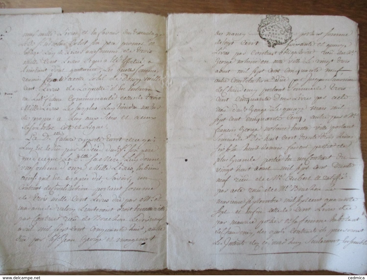 5 FEVRIER 1769 CONTRAT DE MARIAGE ENTRE LE SIEUR NICOLAS COLOT A DIEU LOIRE ET Mlle MARIE PETIT JEAN DE TOUL G.DE METZ E - Manuscrits