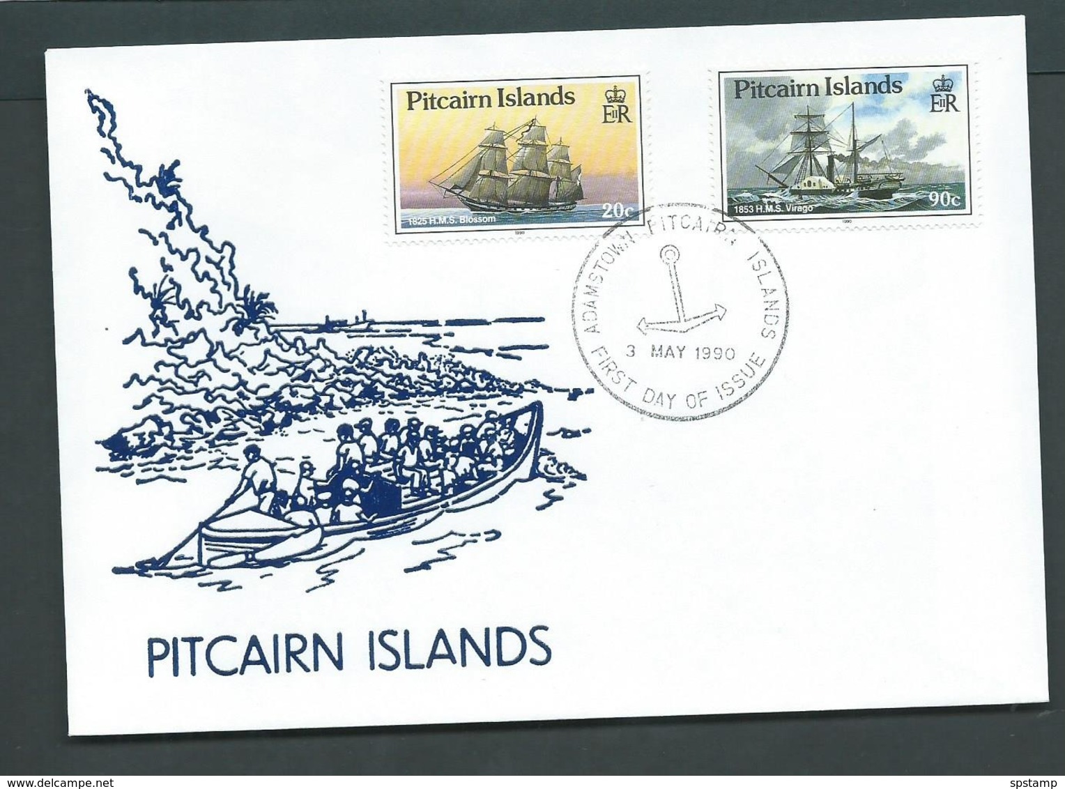 Pitcairn Islands 1990 Ships 20c & 90c Later Issued Booklet Stamps Set 2 On FDC Official Unaddressed - Pitcairn Islands
