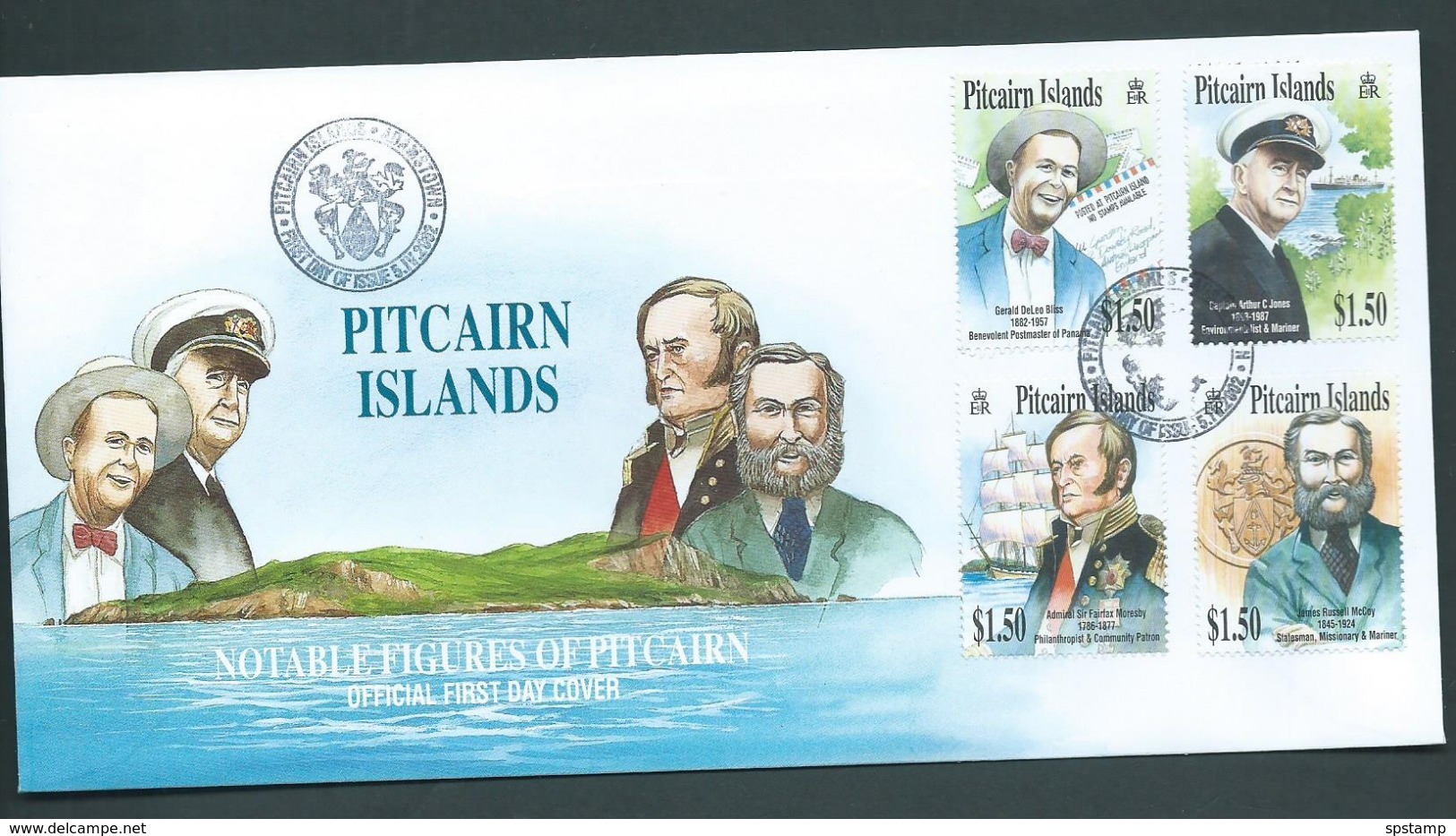Pitcairn Islands 2002 Prominent Pitcairners Set Of 4 On FDC Official Unaddressed - Pitcairn Islands