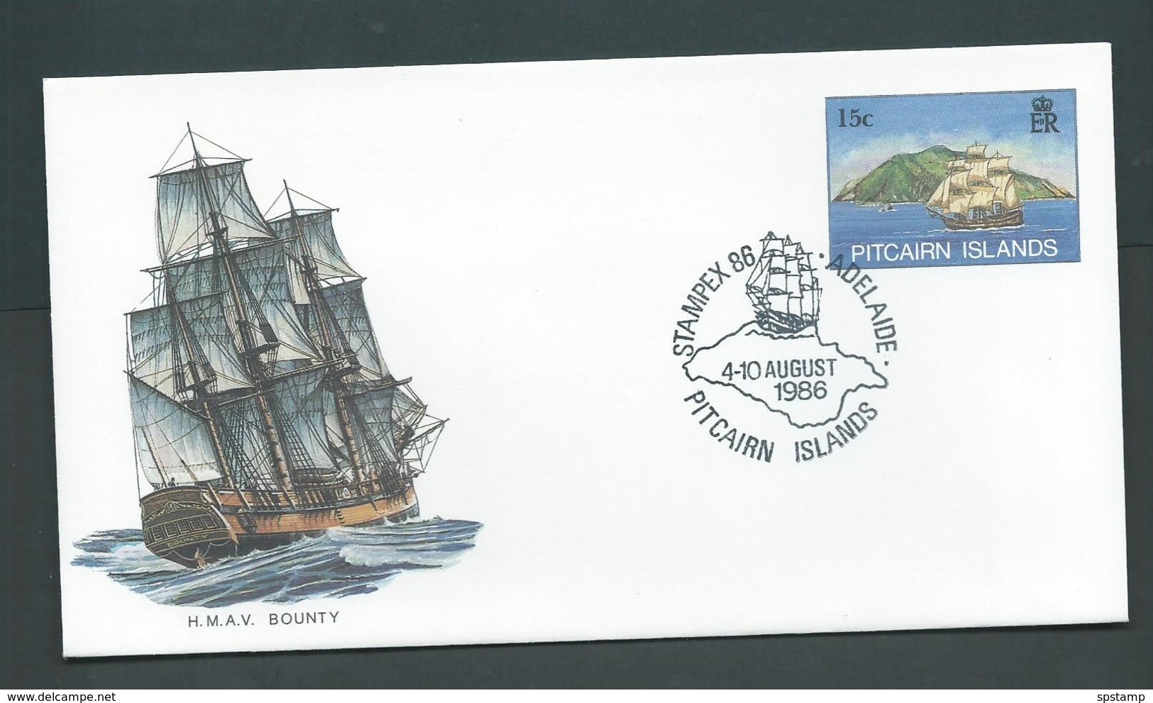 Pitcairn Islands 1986 15c HMAV Bounty Ship PSE , FU At Stampex Adelaide - Pitcairn Islands