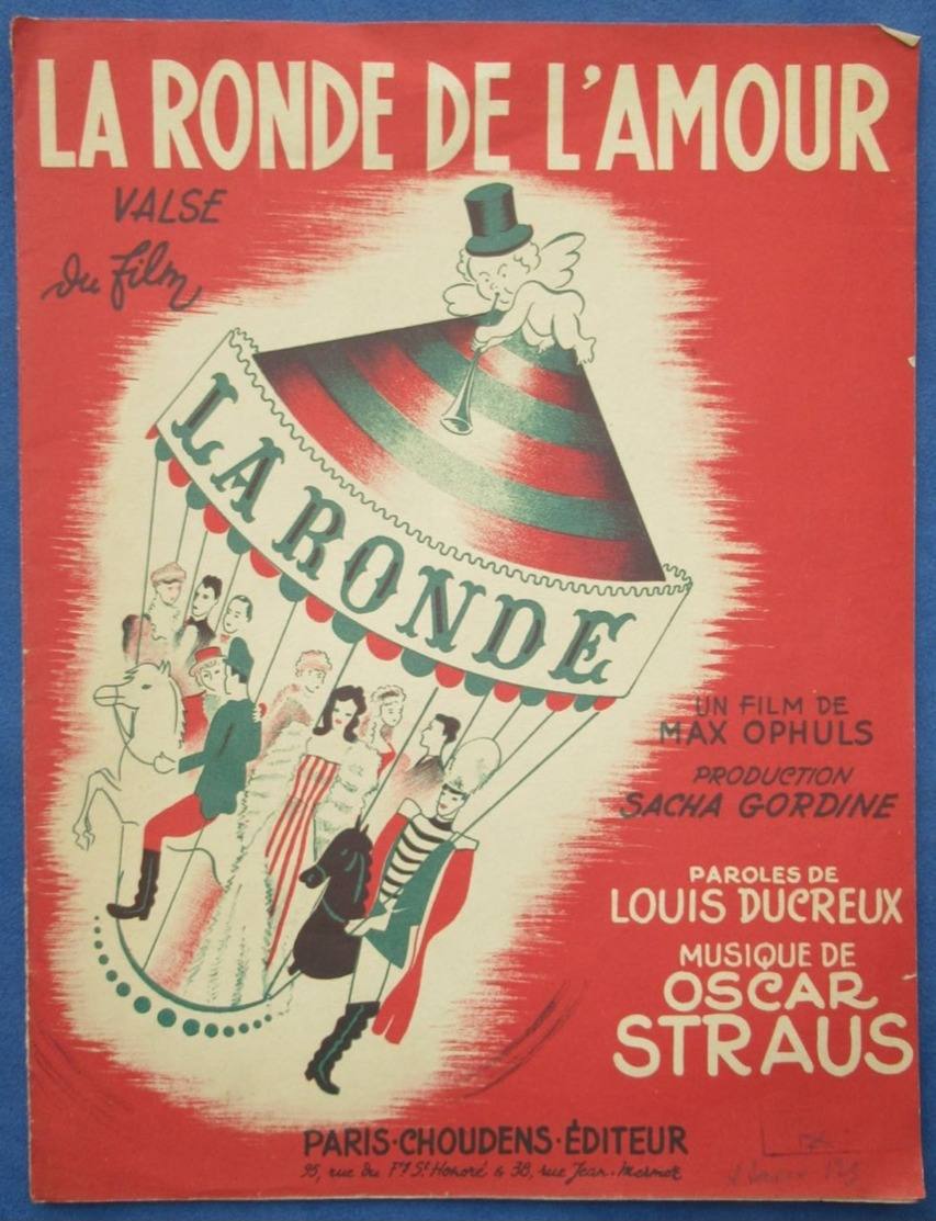 40 60 FILM MAX OPHULS PIANO GF CHANT PARTITION LA RONDE DE L'AMOUR OSCAR STRAUS DUCREUX VALSE 1950 SIGNORET REGGIANI... - Autres & Non Classés