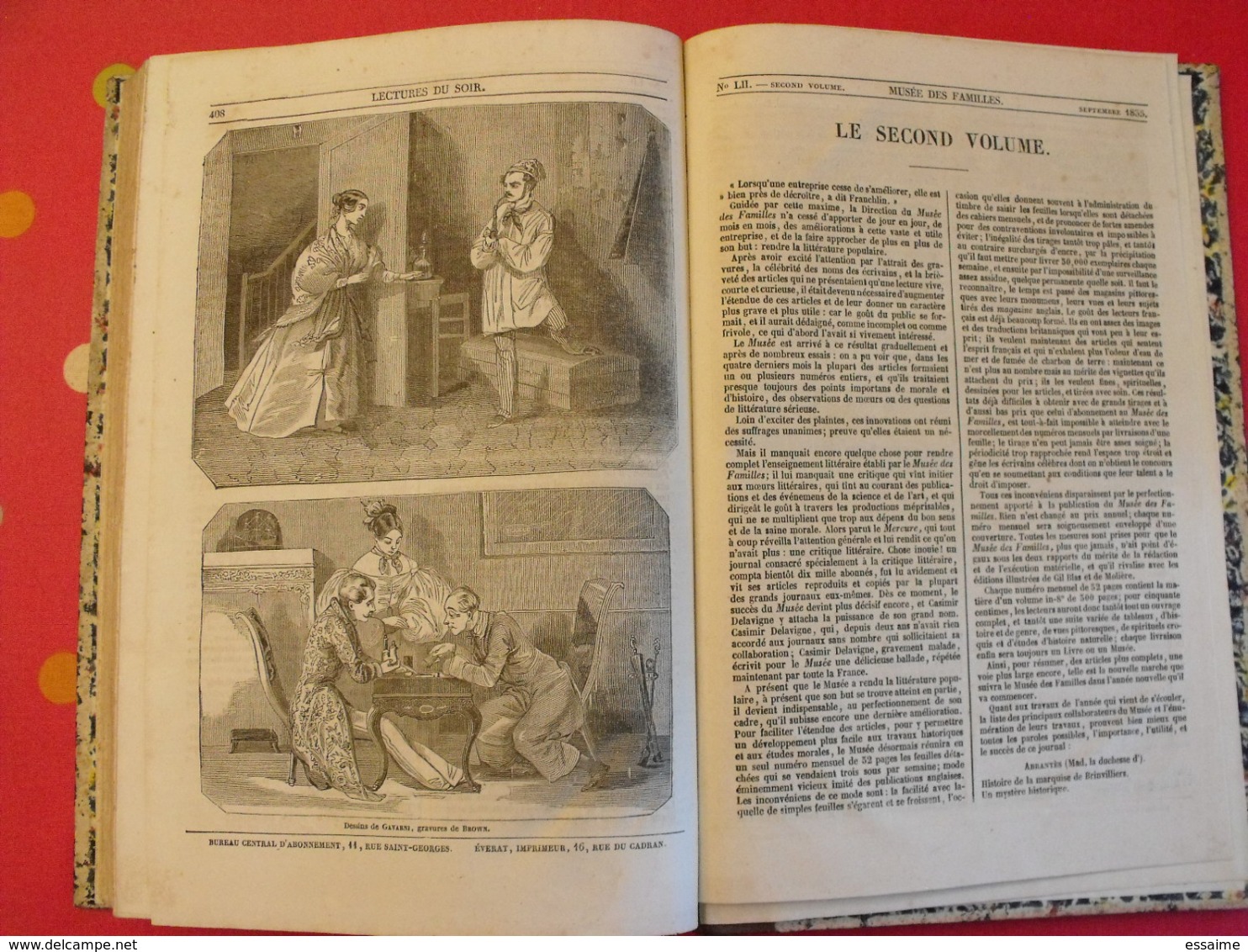 Musée Des Familles 1834-1835. Recueil Annuel. Second Volume. 412 Pages.indiens Foix Melk Catacombes Supplices Boa Pompei - 1801-1900