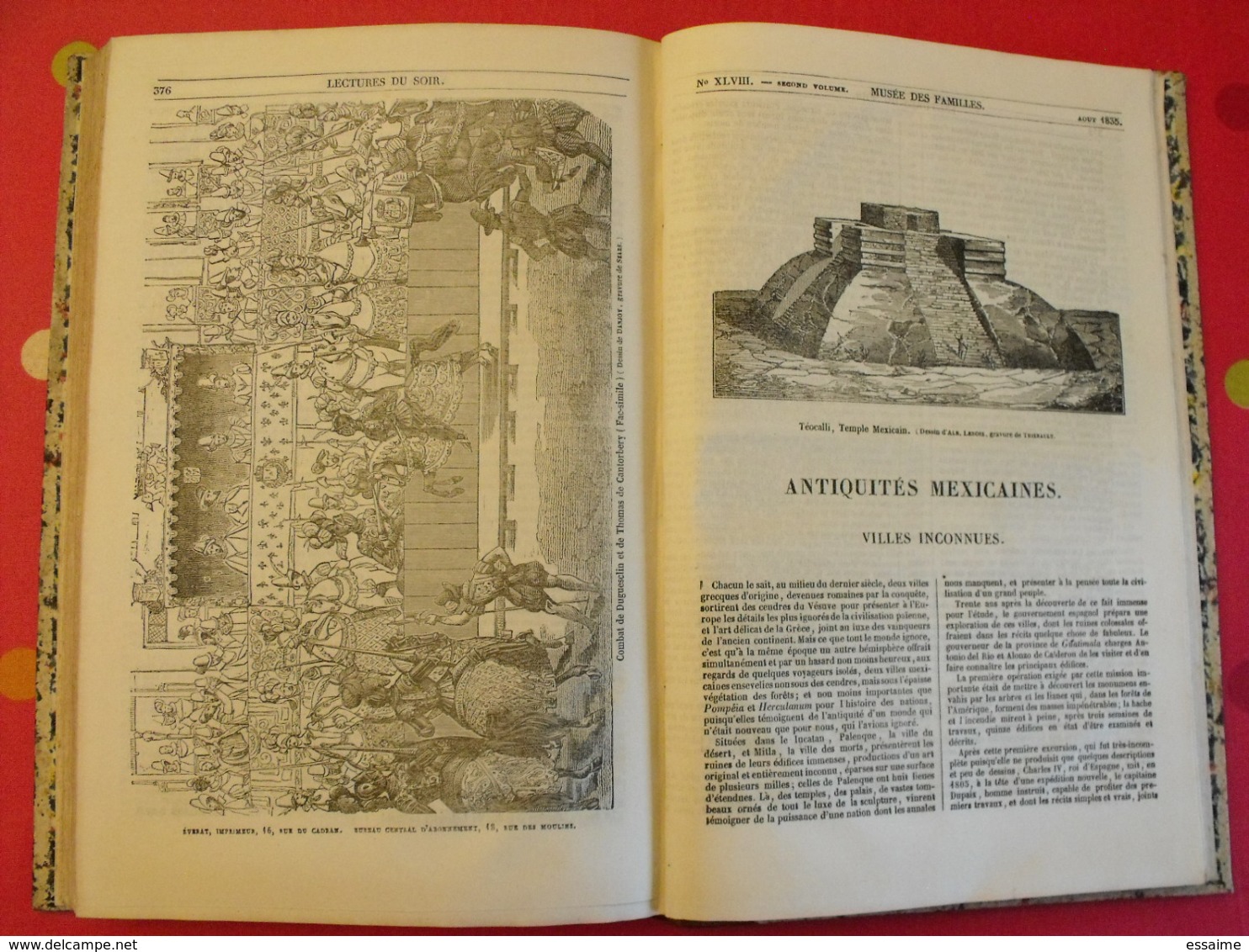 musée des familles 1834-1835. recueil annuel. second volume. 412 pages.indiens foix melk catacombes supplices boa pompei