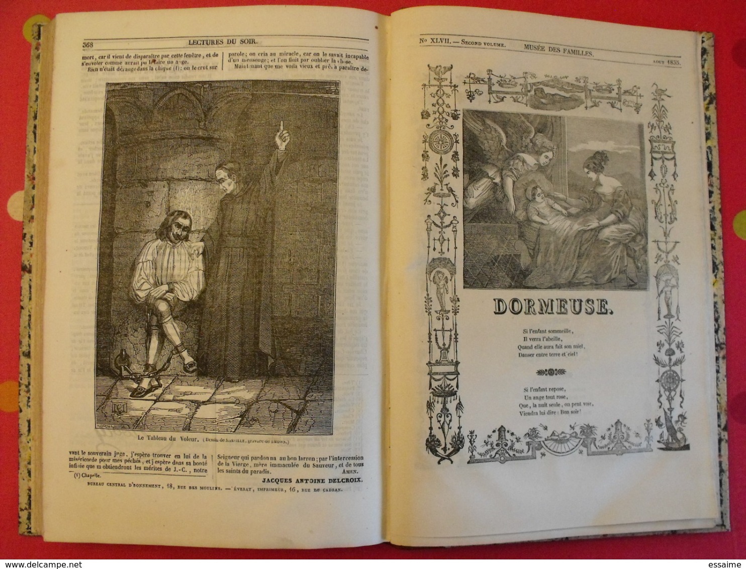 musée des familles 1834-1835. recueil annuel. second volume. 412 pages.indiens foix melk catacombes supplices boa pompei