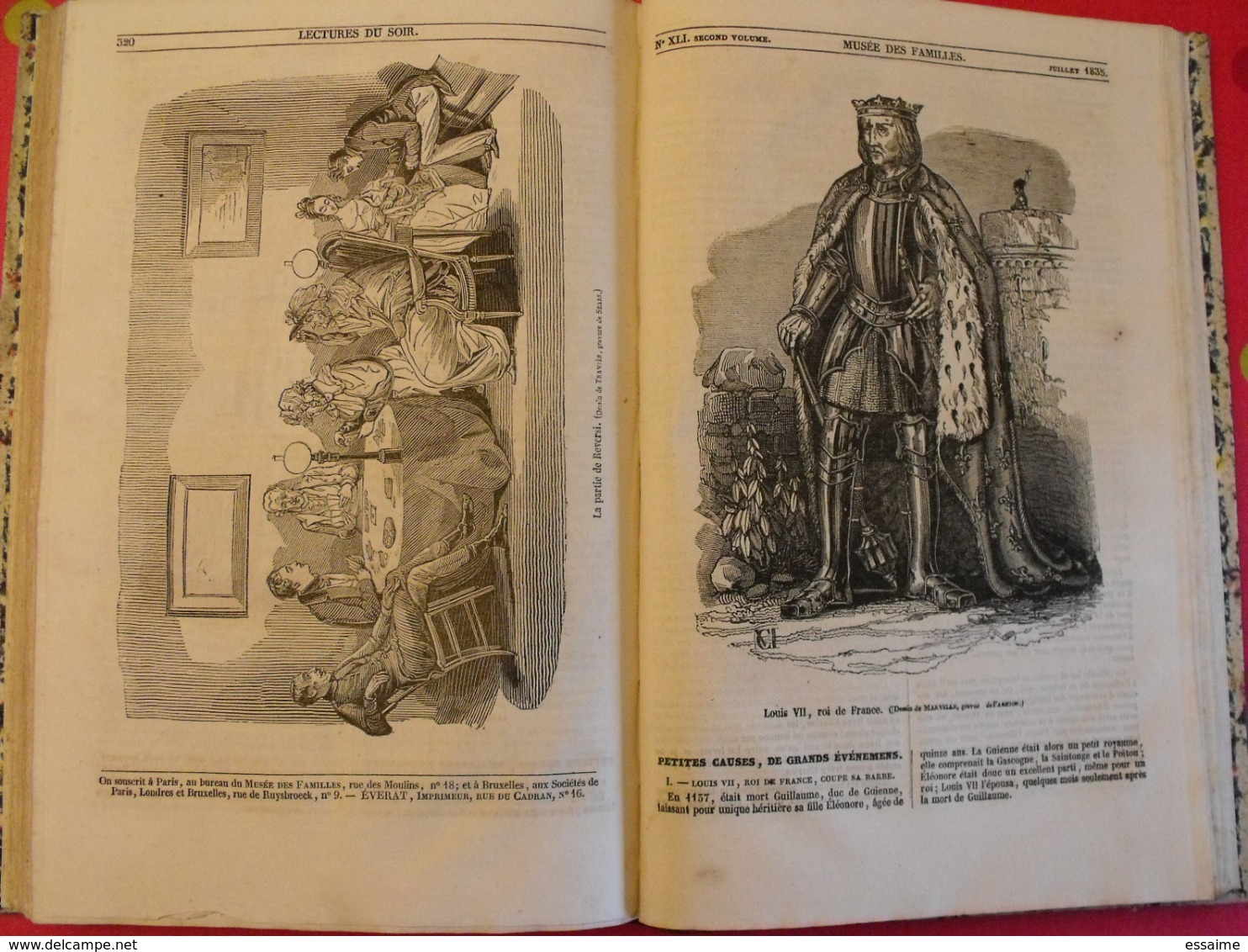 musée des familles 1834-1835. recueil annuel. second volume. 412 pages.indiens foix melk catacombes supplices boa pompei