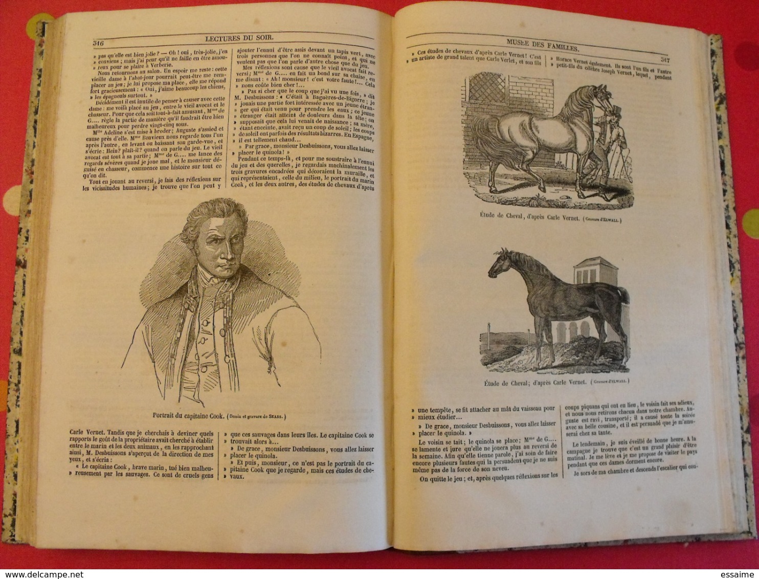 musée des familles 1834-1835. recueil annuel. second volume. 412 pages.indiens foix melk catacombes supplices boa pompei