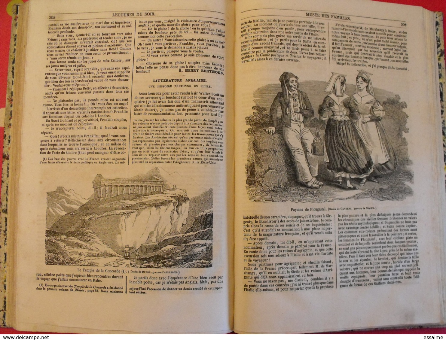 musée des familles 1834-1835. recueil annuel. second volume. 412 pages.indiens foix melk catacombes supplices boa pompei