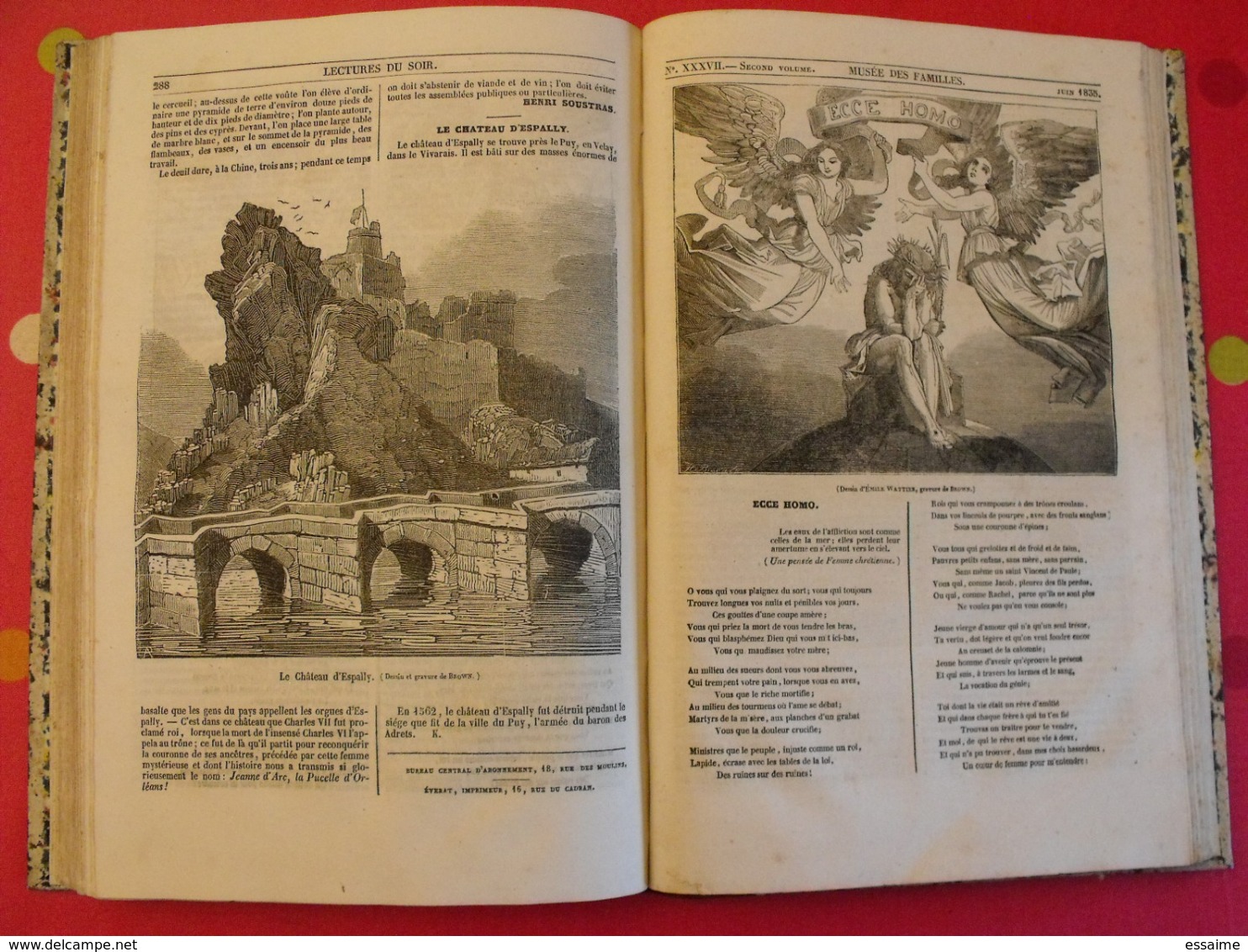 musée des familles 1834-1835. recueil annuel. second volume. 412 pages.indiens foix melk catacombes supplices boa pompei