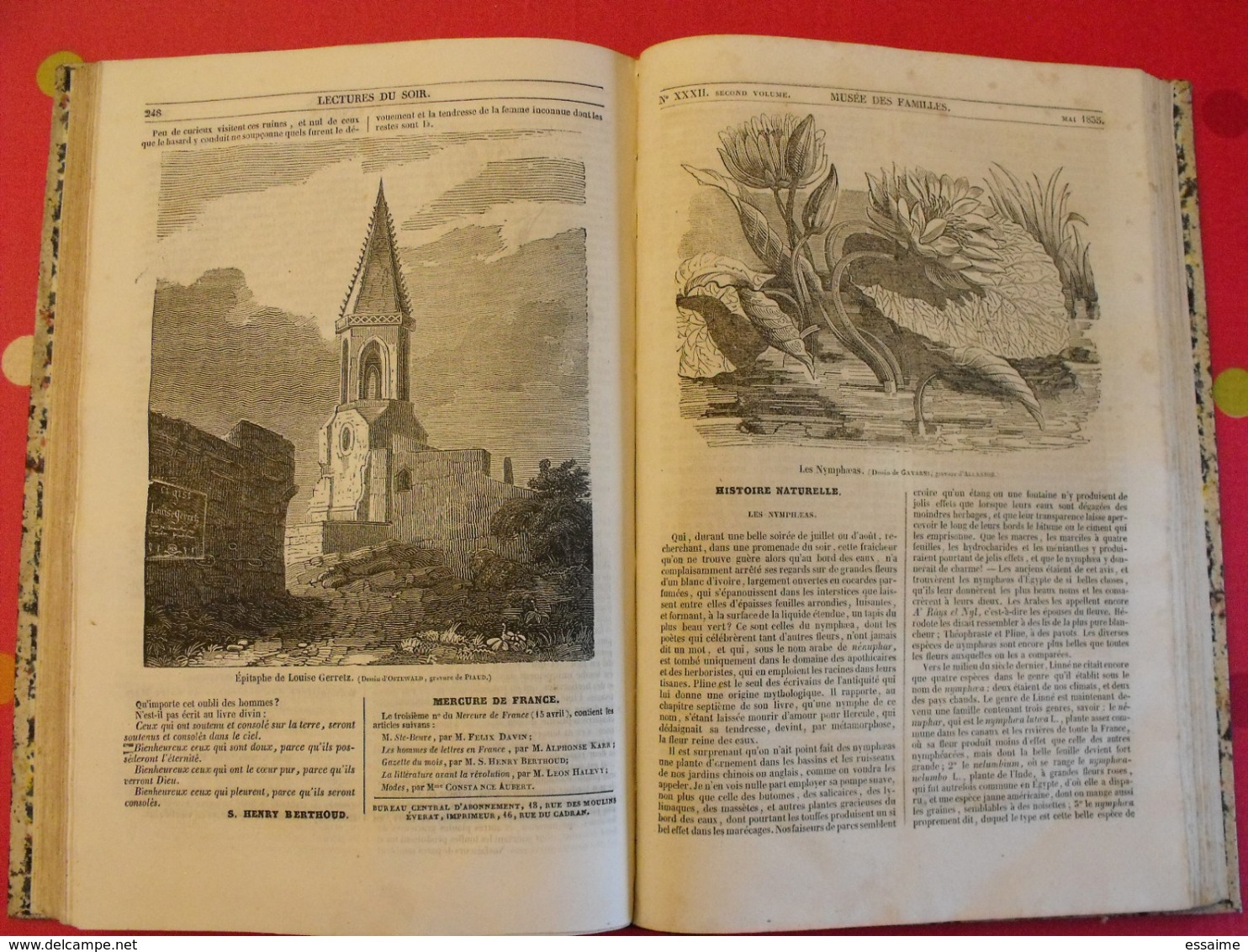 musée des familles 1834-1835. recueil annuel. second volume. 412 pages.indiens foix melk catacombes supplices boa pompei