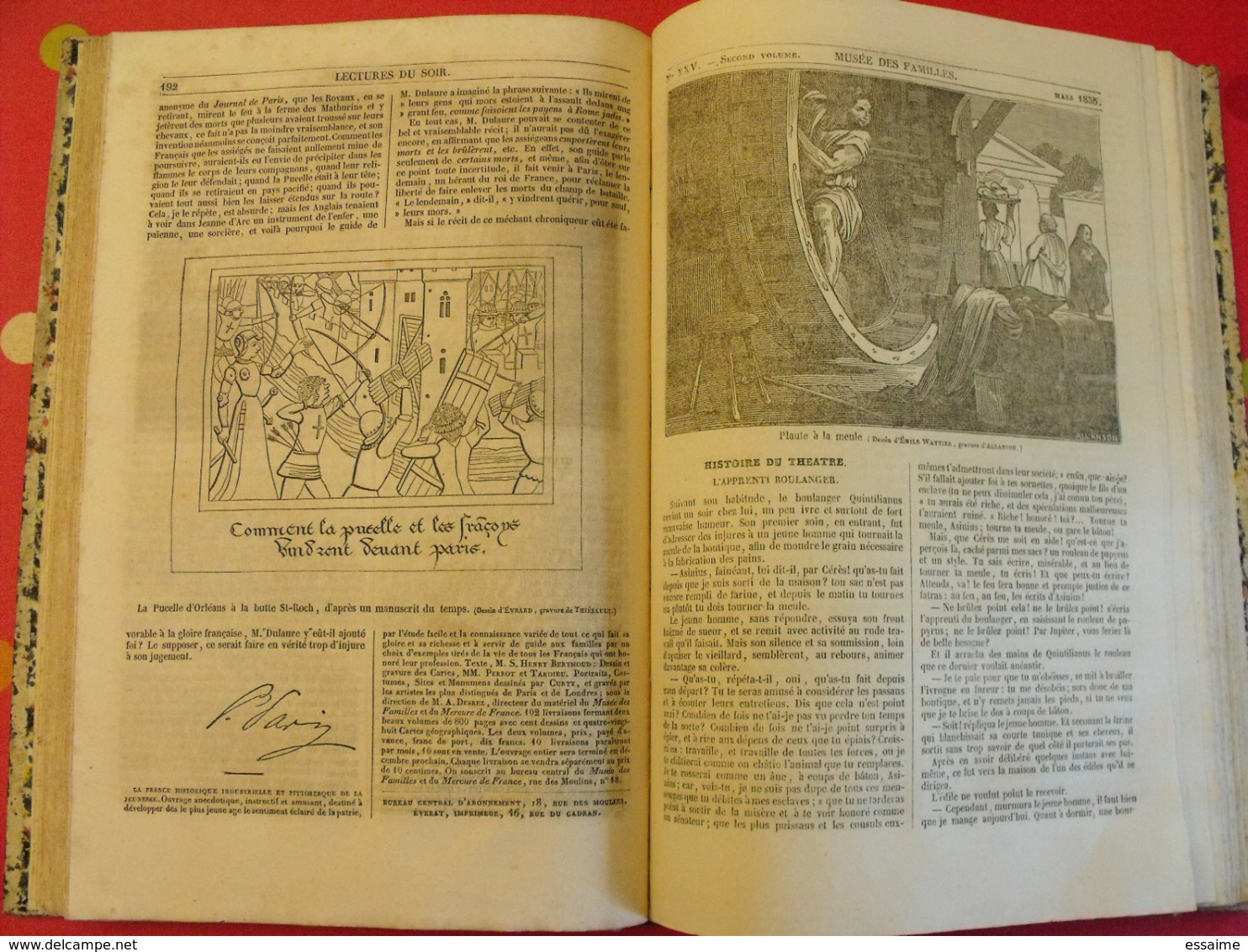 musée des familles 1834-1835. recueil annuel. second volume. 412 pages.indiens foix melk catacombes supplices boa pompei