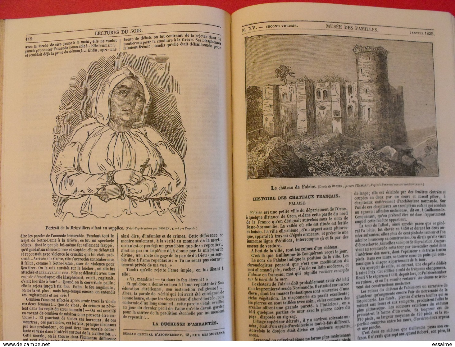 musée des familles 1834-1835. recueil annuel. second volume. 412 pages.indiens foix melk catacombes supplices boa pompei