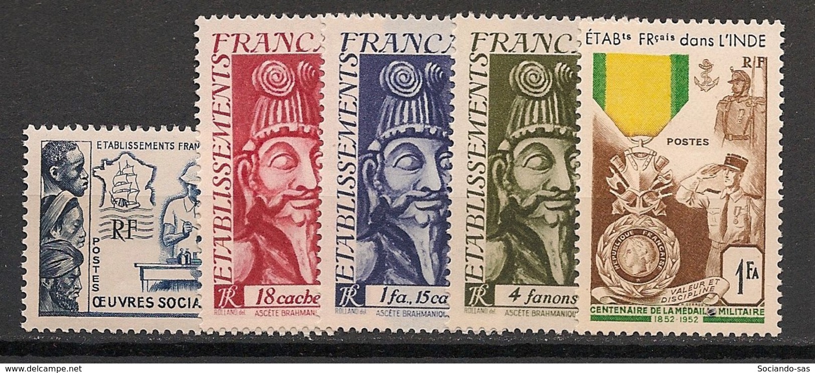 Inde - 1950-52 - N°Yv. 254 à 258 - Complet - 5v - Neuf Luxe ** / MNH / Postfrisch - Unused Stamps